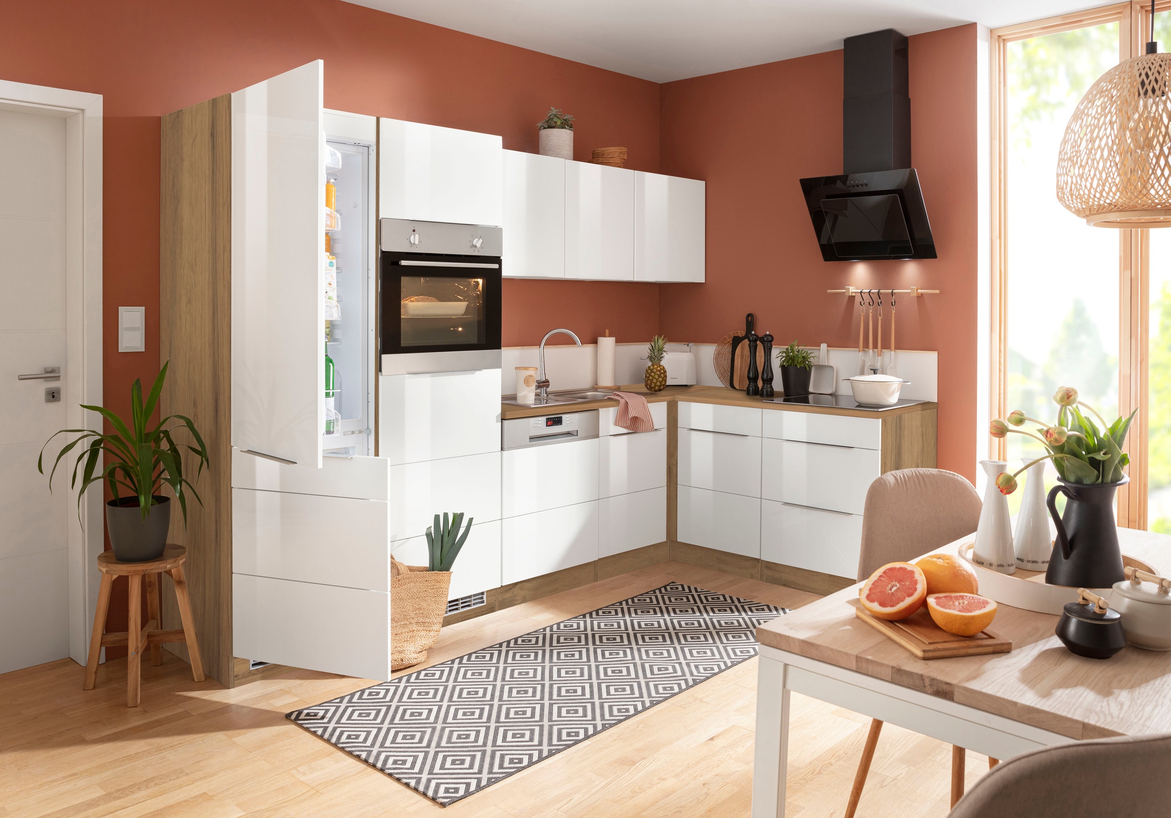 KOCHSTATION Winkelküche »KS-Brindisi Stellbreite 290/170 cm« wahlweise mit E-Geräten und Induktion, mit MDF-Fronten