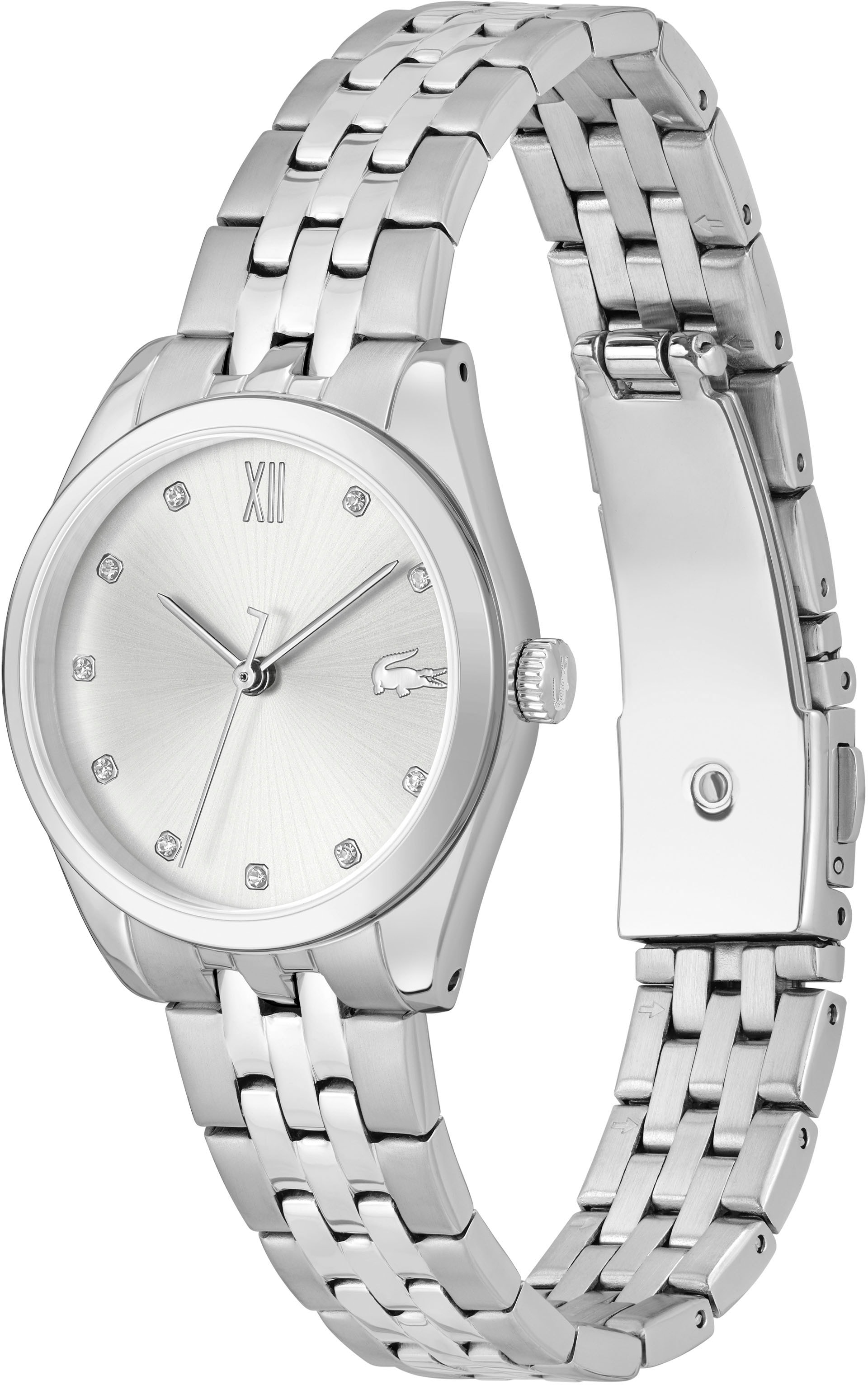 Lacoste Quarzuhr »TUILERIE«, Armbanduhr, Damenuhr, Glaskristalle, Edelstahlarmband, analog
