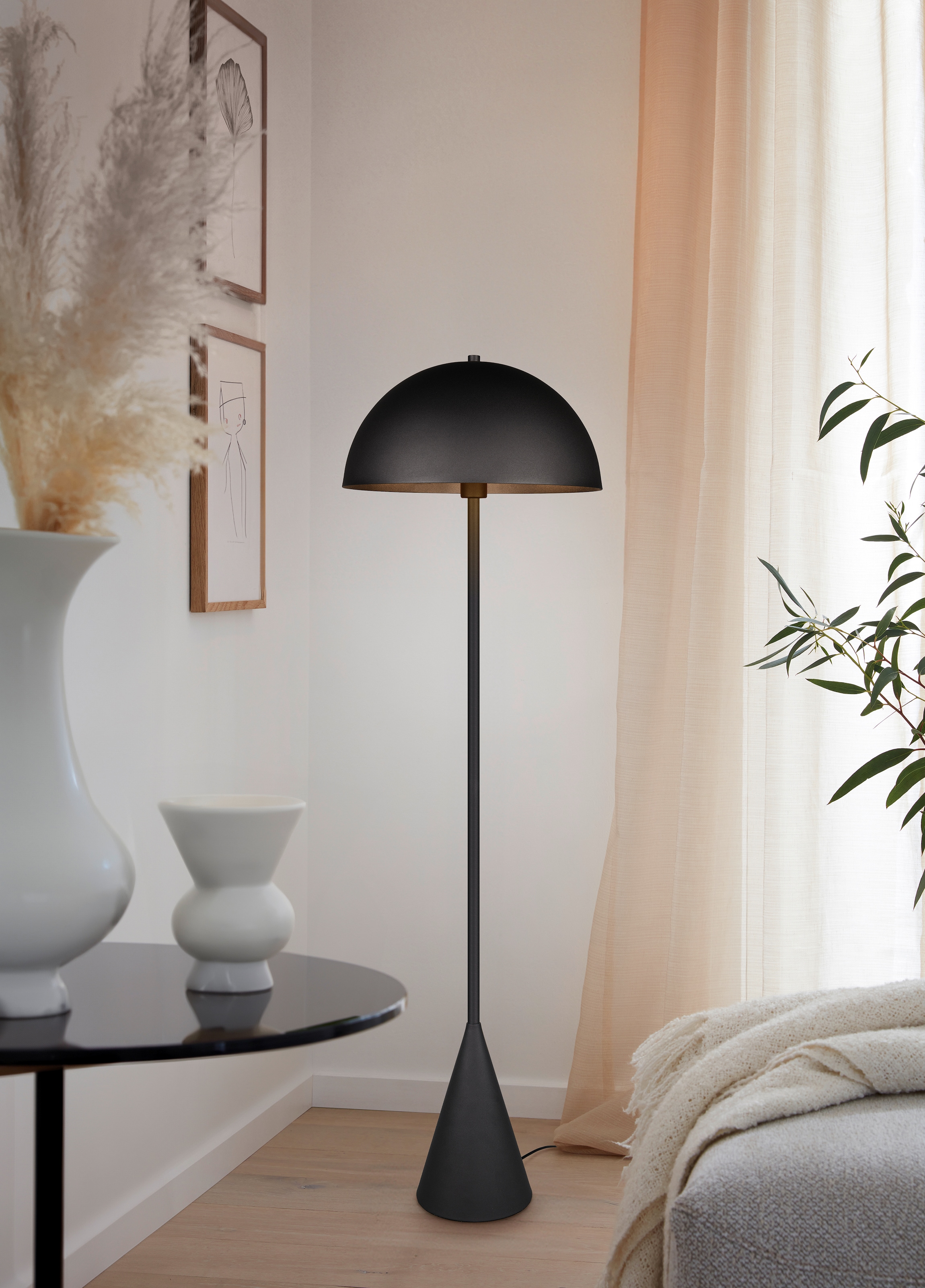 TRIO Leuchten Stehlampe »ALFIE, Metall Stehlampe Höhe 130cm Ø 40cm exkl 1x E27 max 40W« E27 1 Stk. warmweiß - kaltweiß Fußschalter ON/OFF, aus min. 50% Recycling-Material