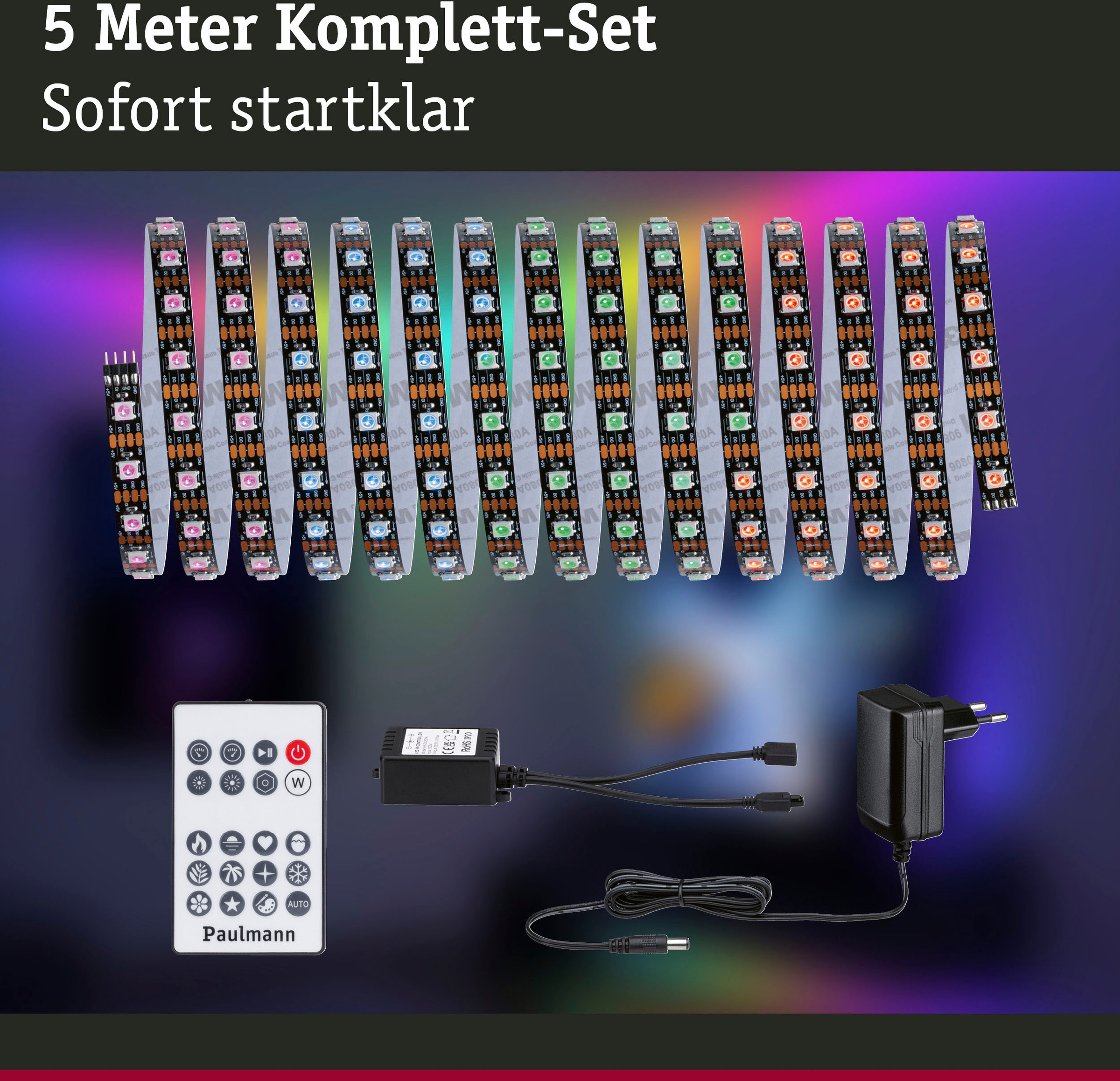 Paulmann LED-Streifen »Dynamic Rainbow RGB 5m 10,5W 60LEDs/m 15VA«, 1 St.-flammig