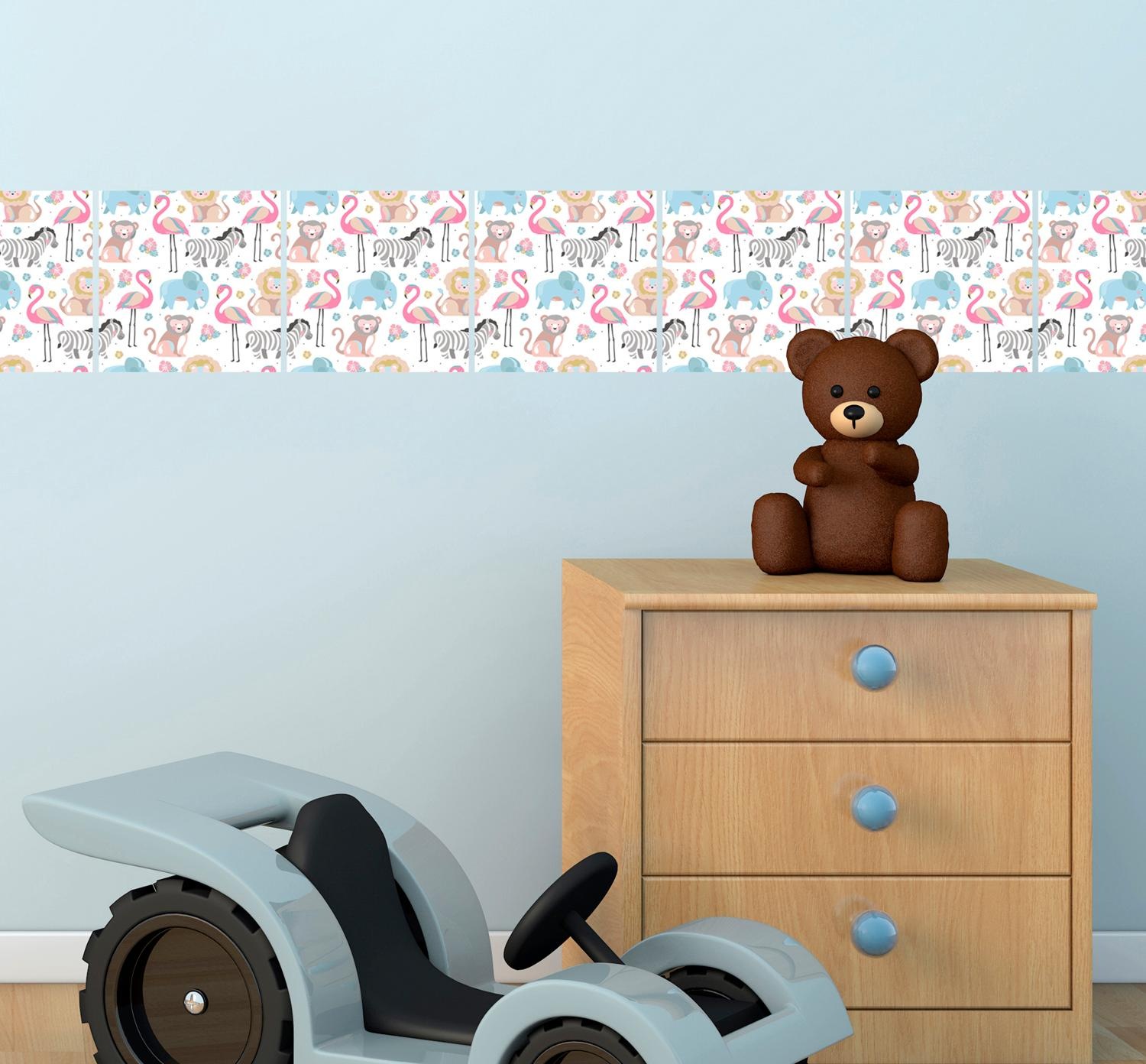 queence Fliesenaufkleber »Tiere«, Stickerfliesen, selbstklebend, Sticker, 12er Set