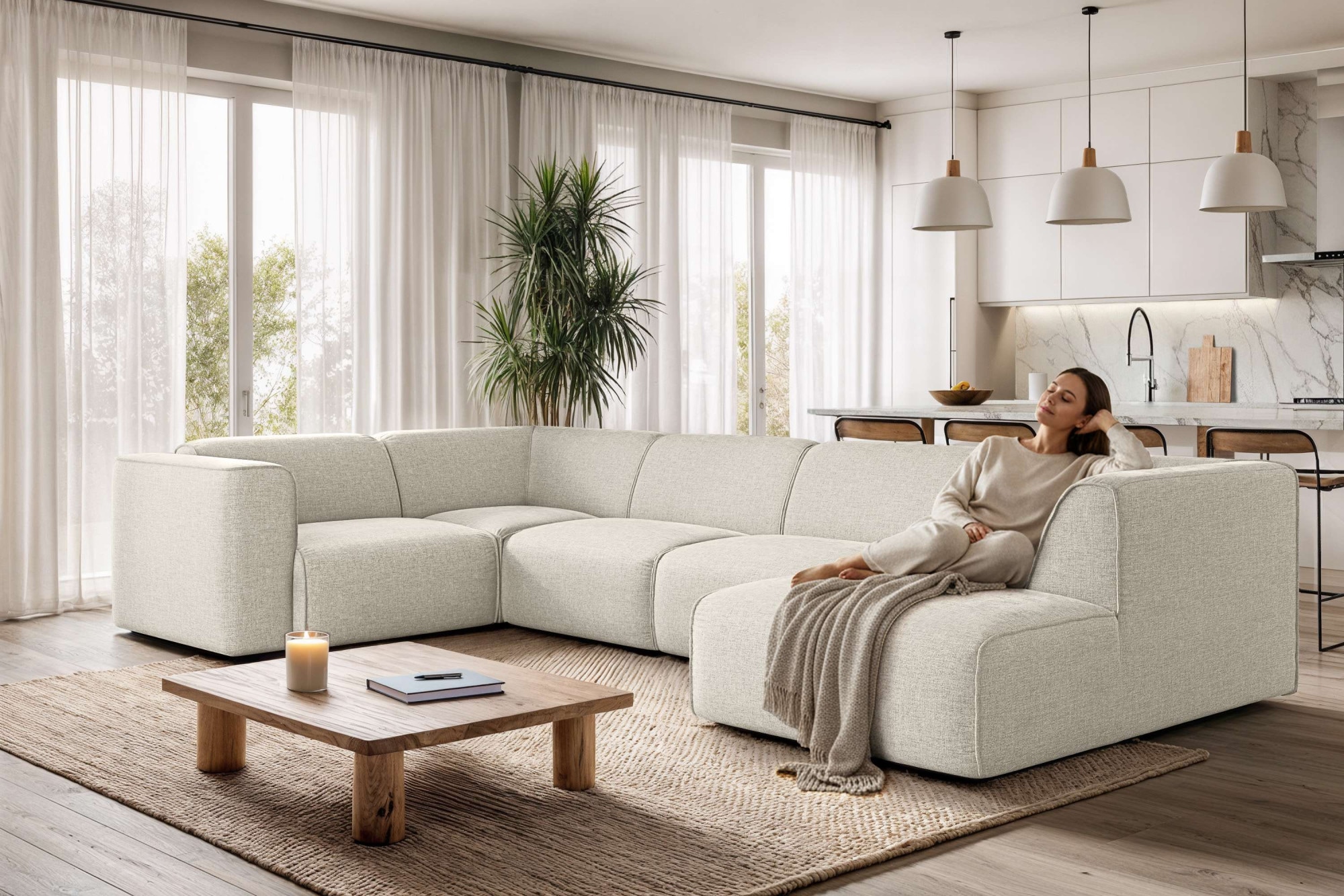 OTTO home Wohnlandschaft »Merid U-Form, B: 367 cm« jederzeit durch Module e günstig online kaufen