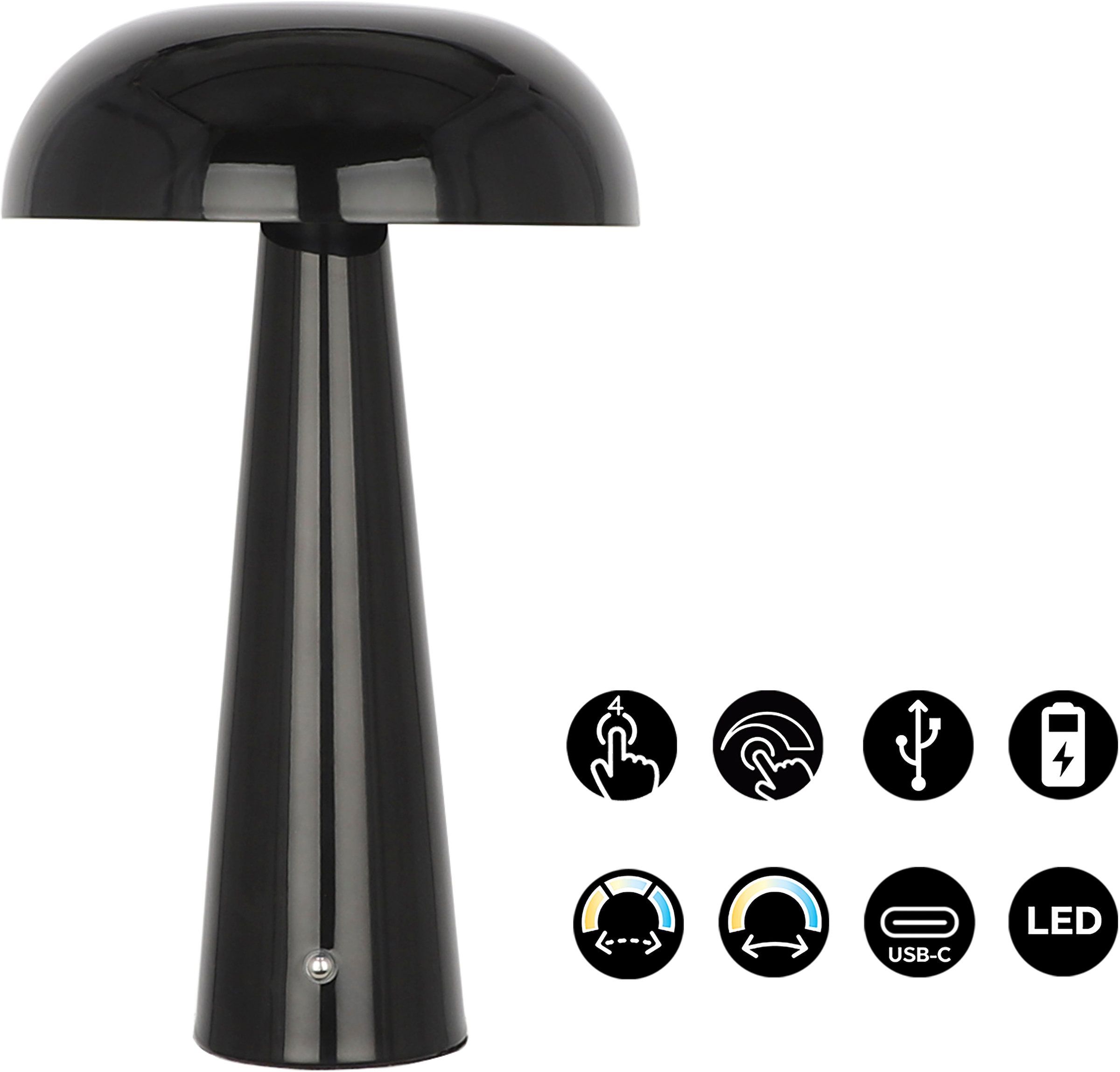 OTTO home LED Tischleuchte »Katniss - Akkuleuchte« LED-Modul 1 Stk. warmweiß - kaltweiß Dimmbar, Farbwechsel, 2600 mAh Akku, USB-C, Akkulampe, Tischlampe