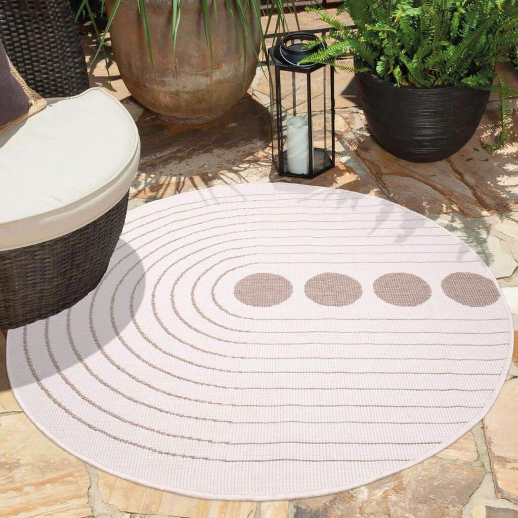 Carpet City Outdoorteppich »DUO RUG 5739«, rund, Wendeteppich Wetterfest In- & Outdoor, Balkon, Terrasse, Wohnzimmer