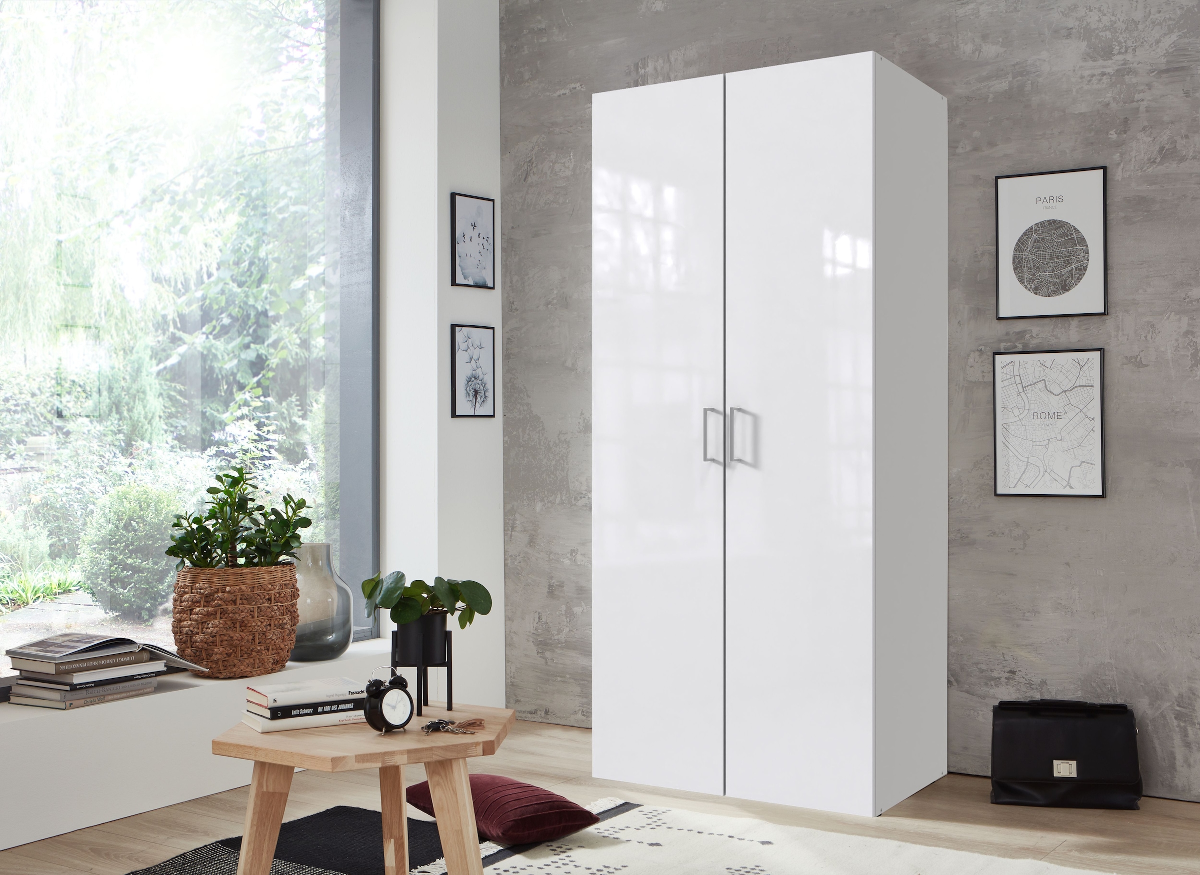 Wimex Kleiderschrank »Mugano,in 8 Breiten,3 Höhen,2 Tiefen, viele Farben, Made in Germany«, (in Basic oder Premium Ausstattung mit 2 weiteren Einlegeböden), mit langen oder kurzen Griffen aus Metall, mit oder ohne Spiegel