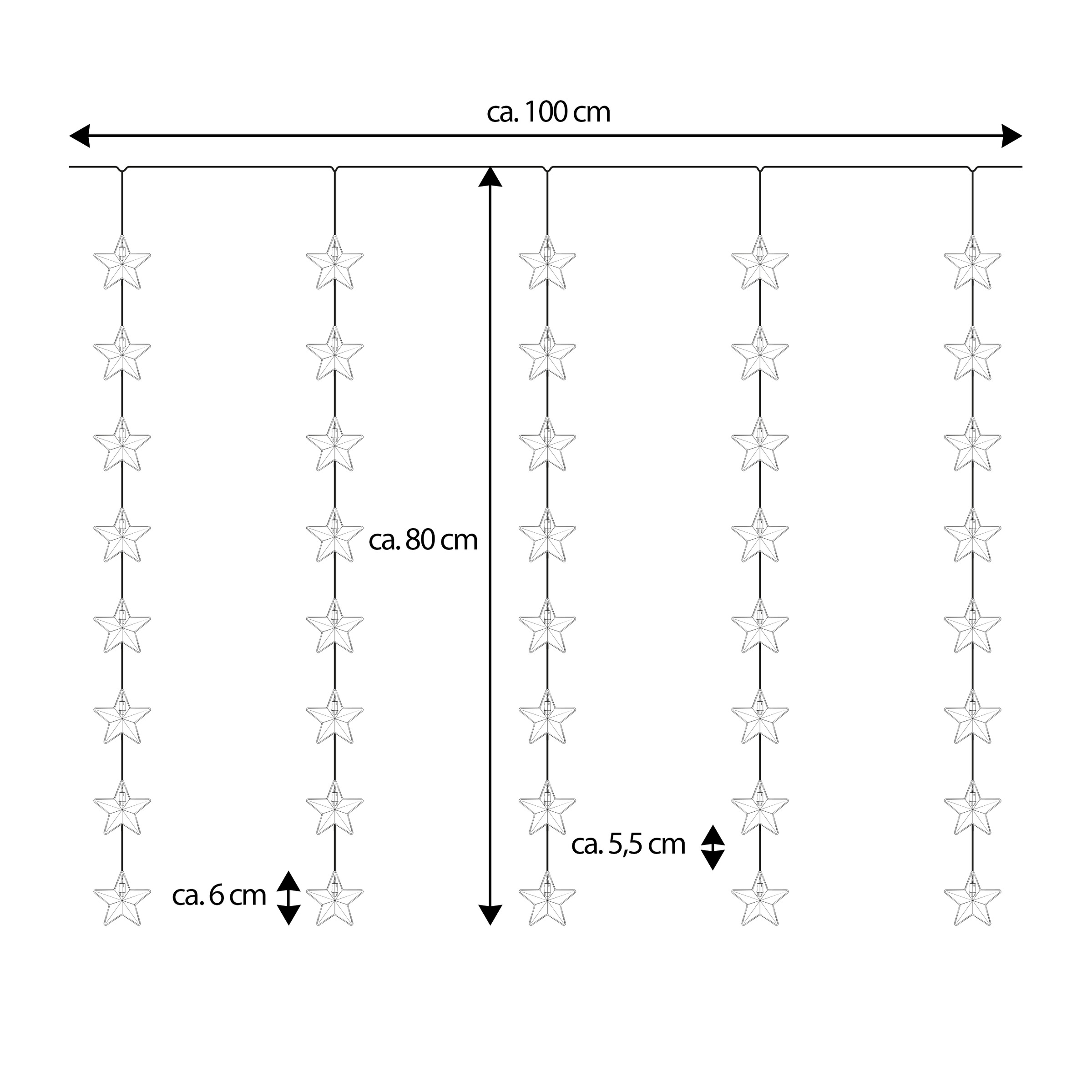 OTTO home LED-Lichtervorhang »Alvven« 40 Stk.-flammig LED-Vorhangleuchten Sterne, Fensterdekoration, Timer