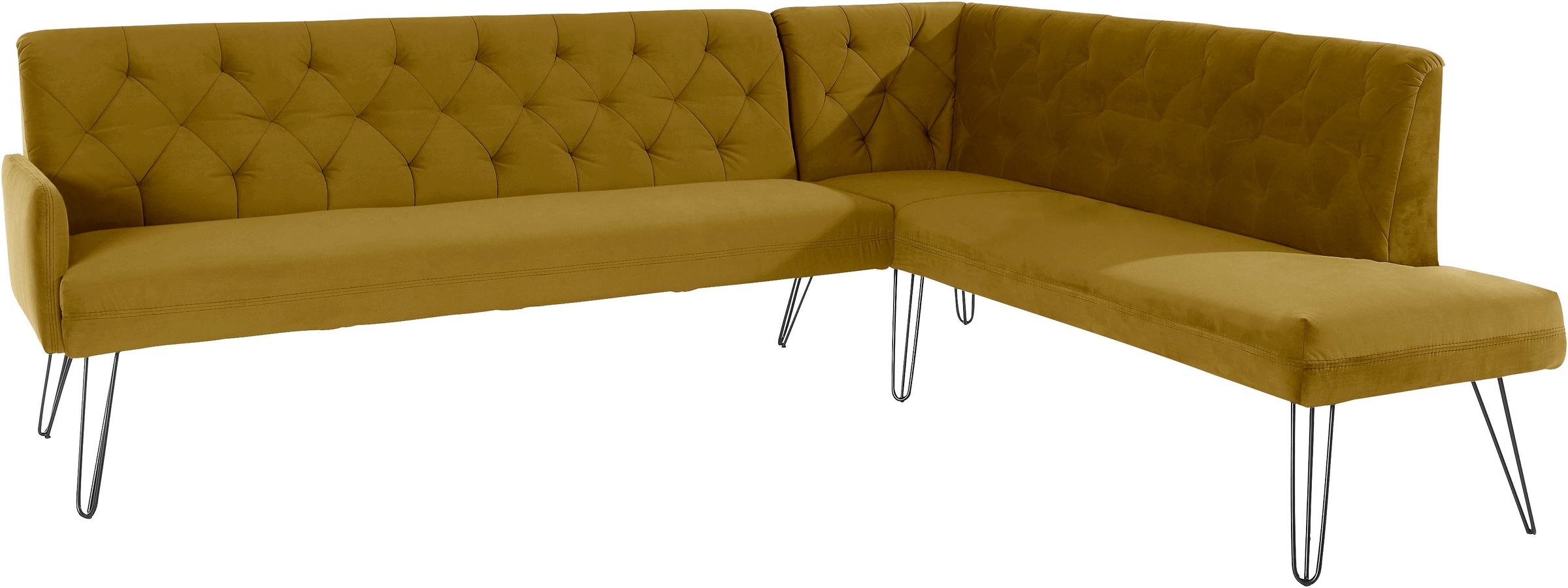 exxpo - sofa fashion Eckbank »Doppio, Chesterfield Optik, komfortabel und bequem, hohe Designfüße«, Frei im Raum stellbar