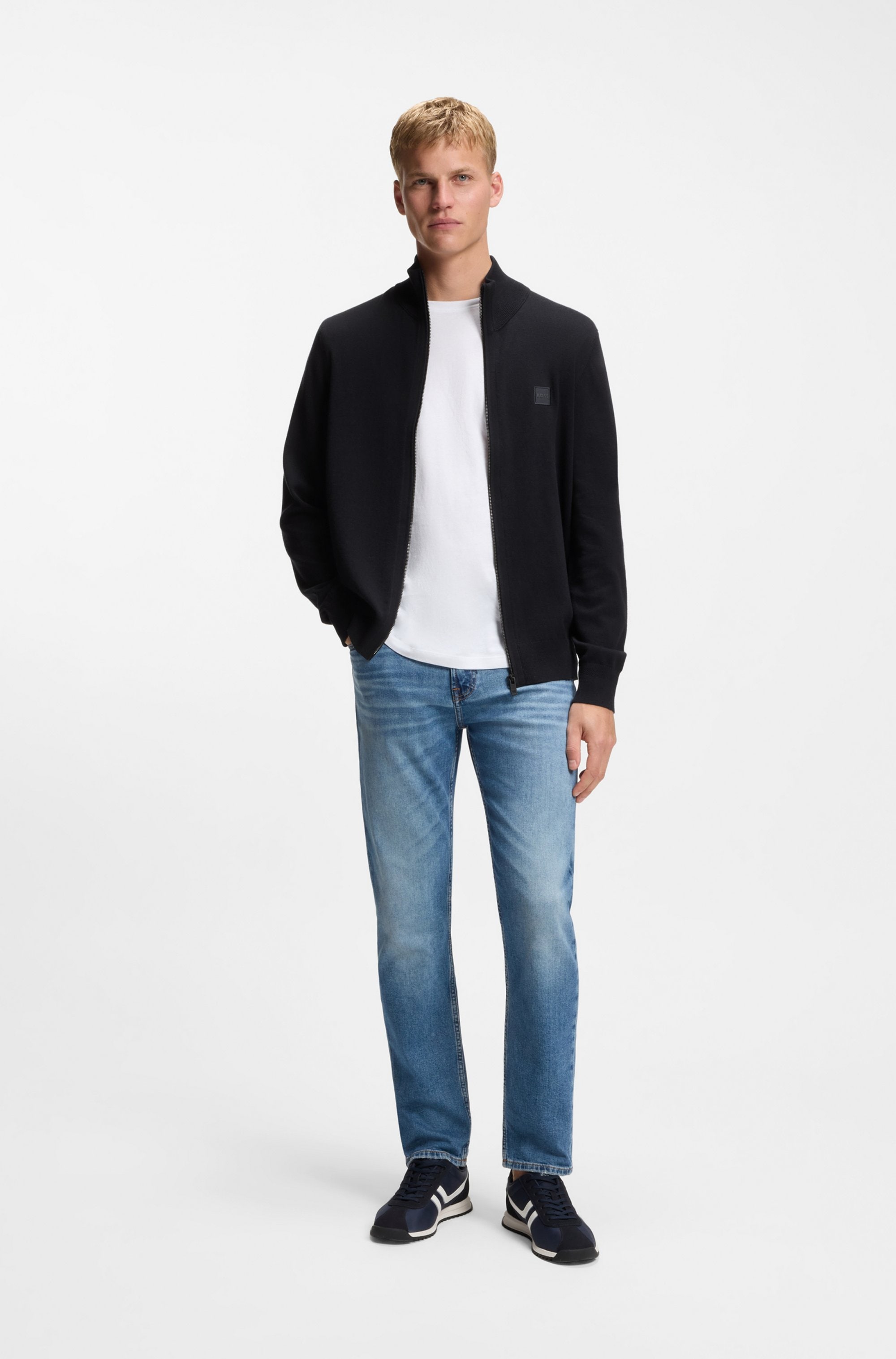 BOSS ORANGE Strickjacke »Kanozip«, mit Reißverschluss
