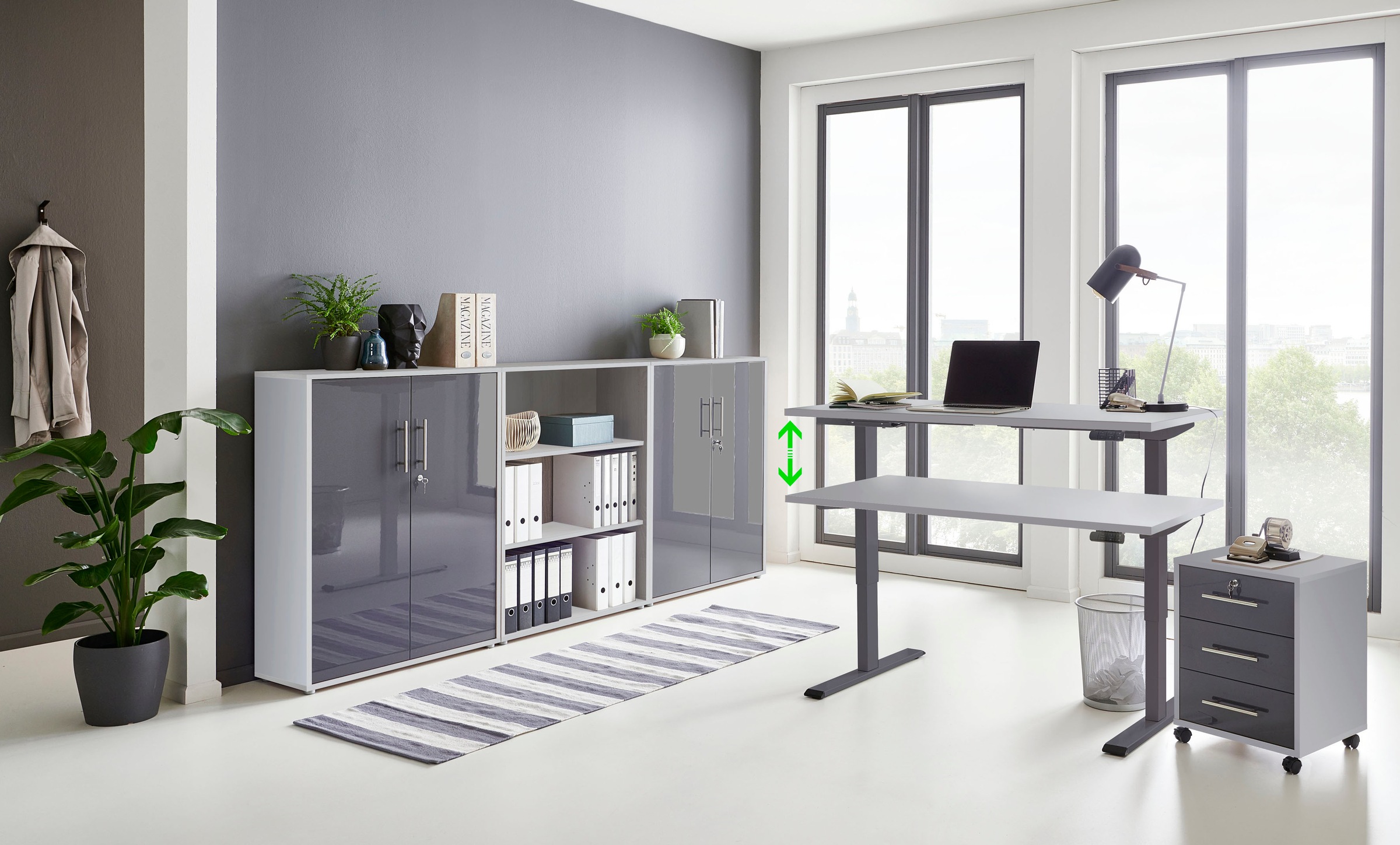 BMG Möbel Büromöbel-Set »Tabor«, (Set, 5 tlg.), mit elektrisch höhenverstellbarem Schreibtisch