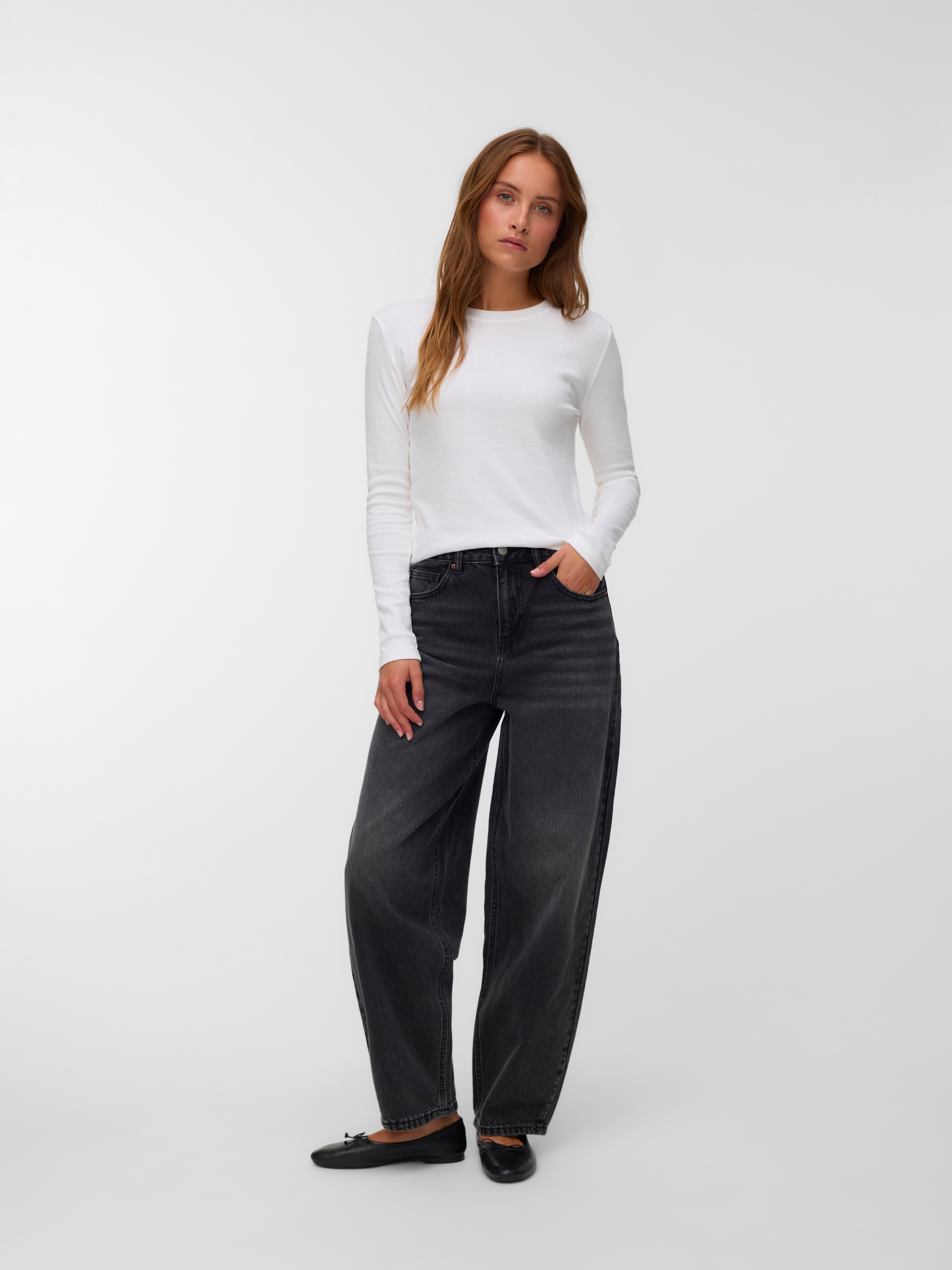 Vero Moda Weite Jeans »VMBILLIE HR BARREL ANK JEANS LI141 NOOS« Baumwolle, barrel fit, high waist, knöchellang