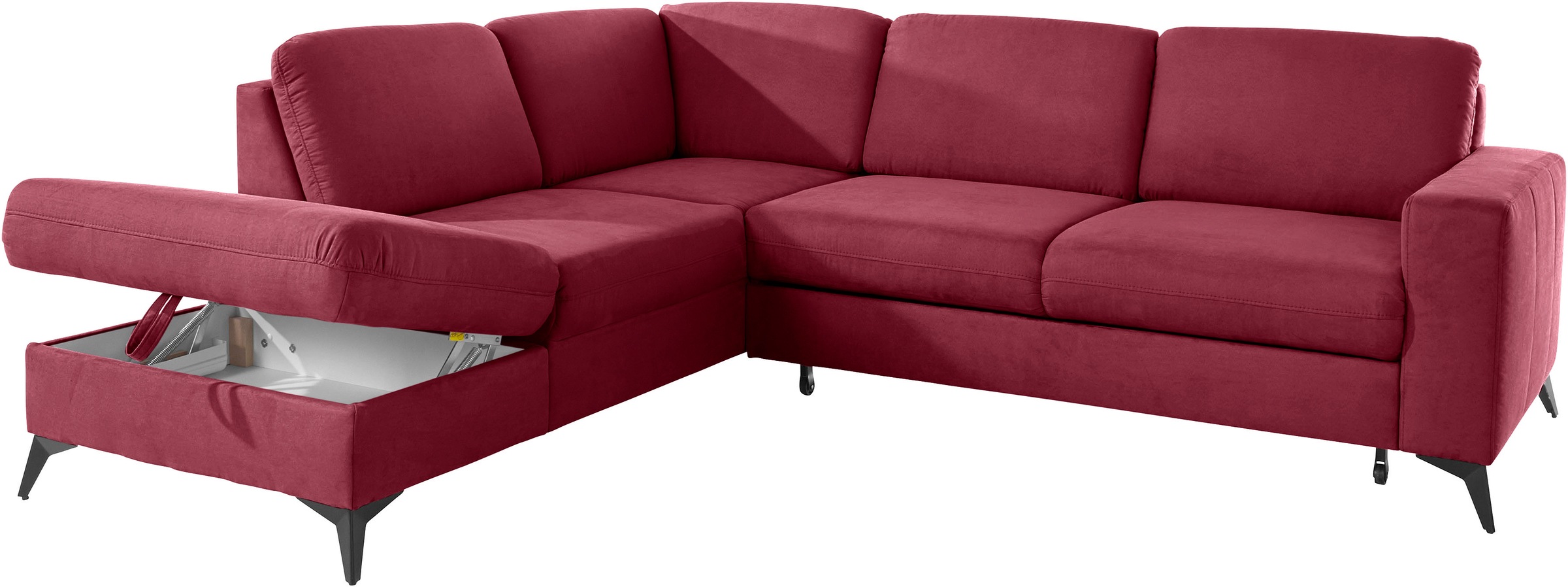 Places of Style Ecksofa »Lolland L-Form«, Wahlweise mit Bettfunktion und Stauraum, auch mit abwischbarem Bezug