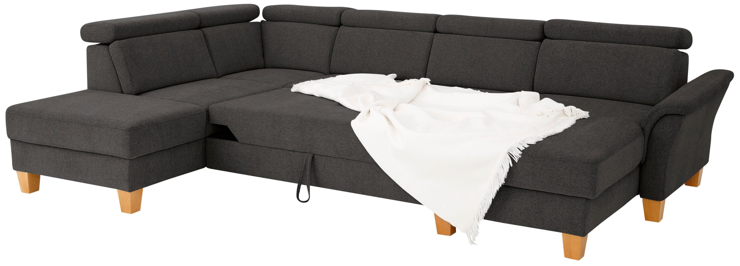 Home affaire Wohnlandschaft »Conville U-Form«, Kopfteilverstellung wahlweise mit Bettfunktion und Bettkasten