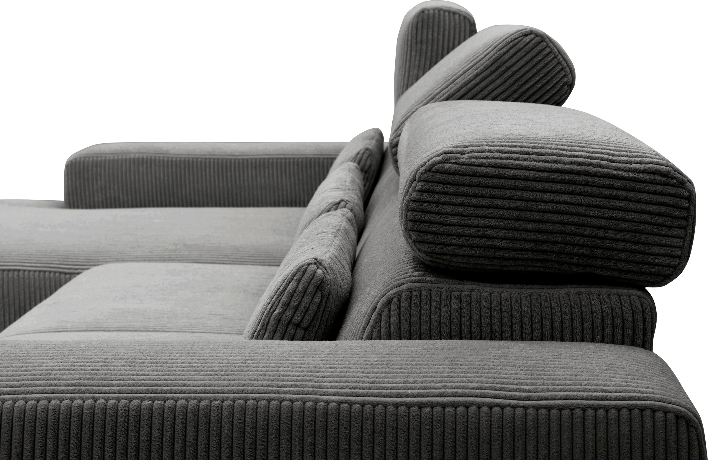DOMO collection Ecksofa »Brandon große Ausführung B/T/H: 289/177/80 cm, auch in Leder und Cord«, mit Kopfteilverstellung, wahlweise Sitztiefenverstellung, L-Form