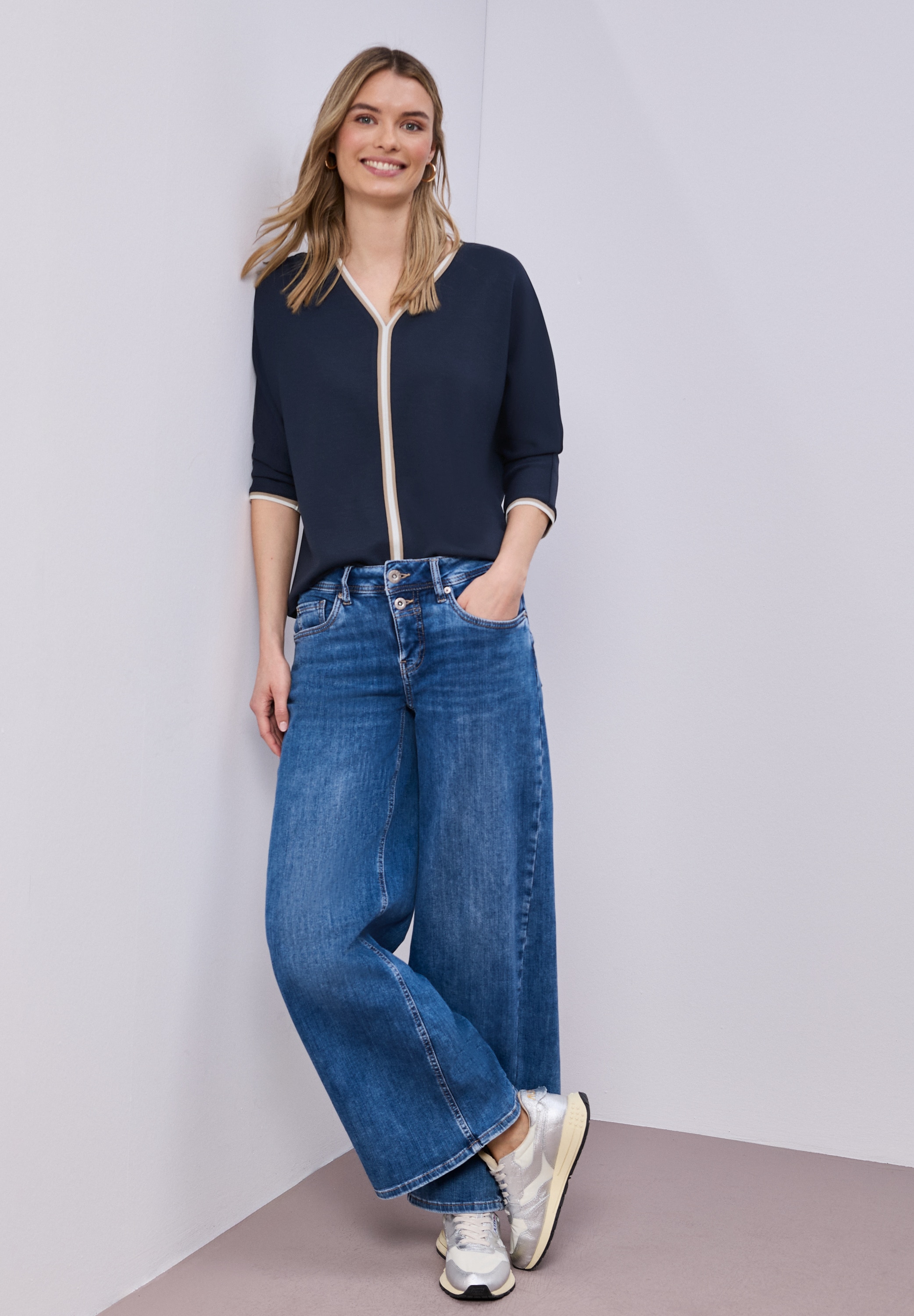 STREET ONE Langarmshirt mit Kontrast-Details