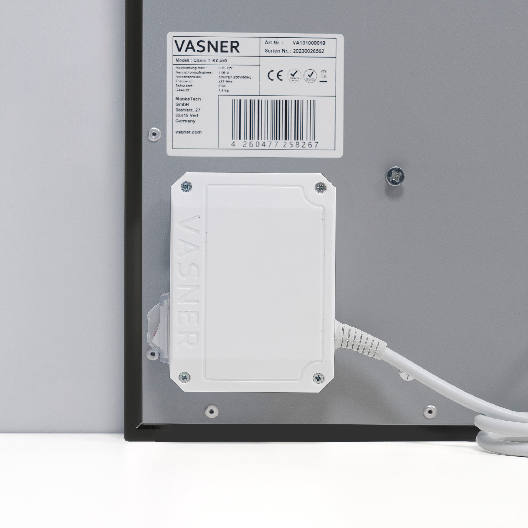 Vasner Infrarotheizung »Citara T RX 700 W« Metall Heizpaneel Tafelheizung schwarz