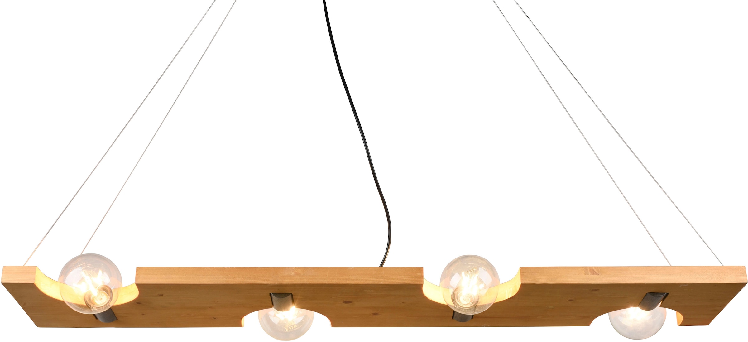 TRIO Leuchten Pendelleuchte »Tailor«, 4 flammig, Leuchtmittel E27 | ohne Leuchtmittel, Hängelampe höhenverstellbar, exkl 4xE27 max 10W, Holz naturbelassen