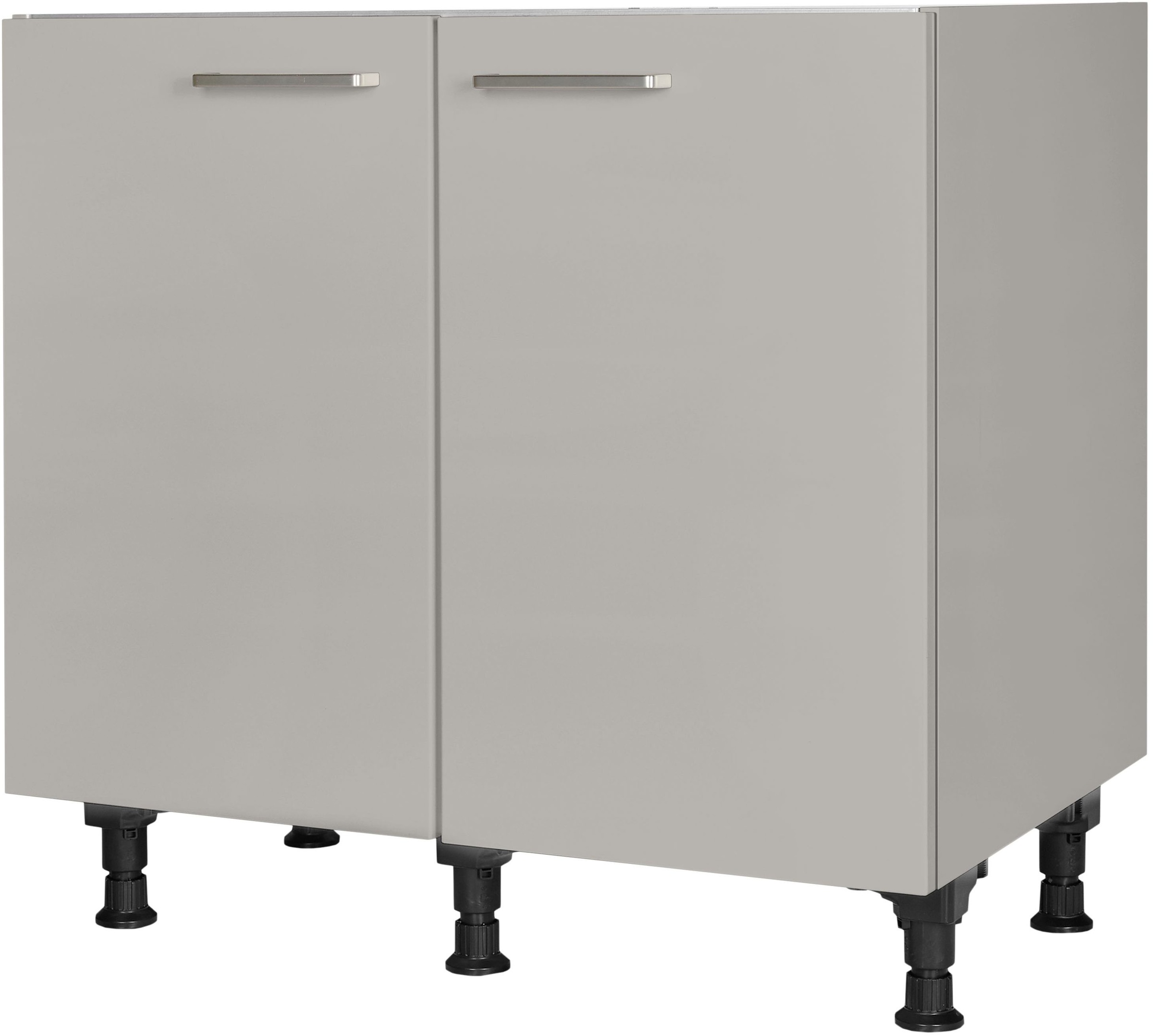 NOBILIA Spülenschrank »"Touch", vormontiert, mit höhenverstellbaren Sockelfüßen, « Breite 90 cm Front: Lacklaminat Steingrau supermatt, Korpus:...