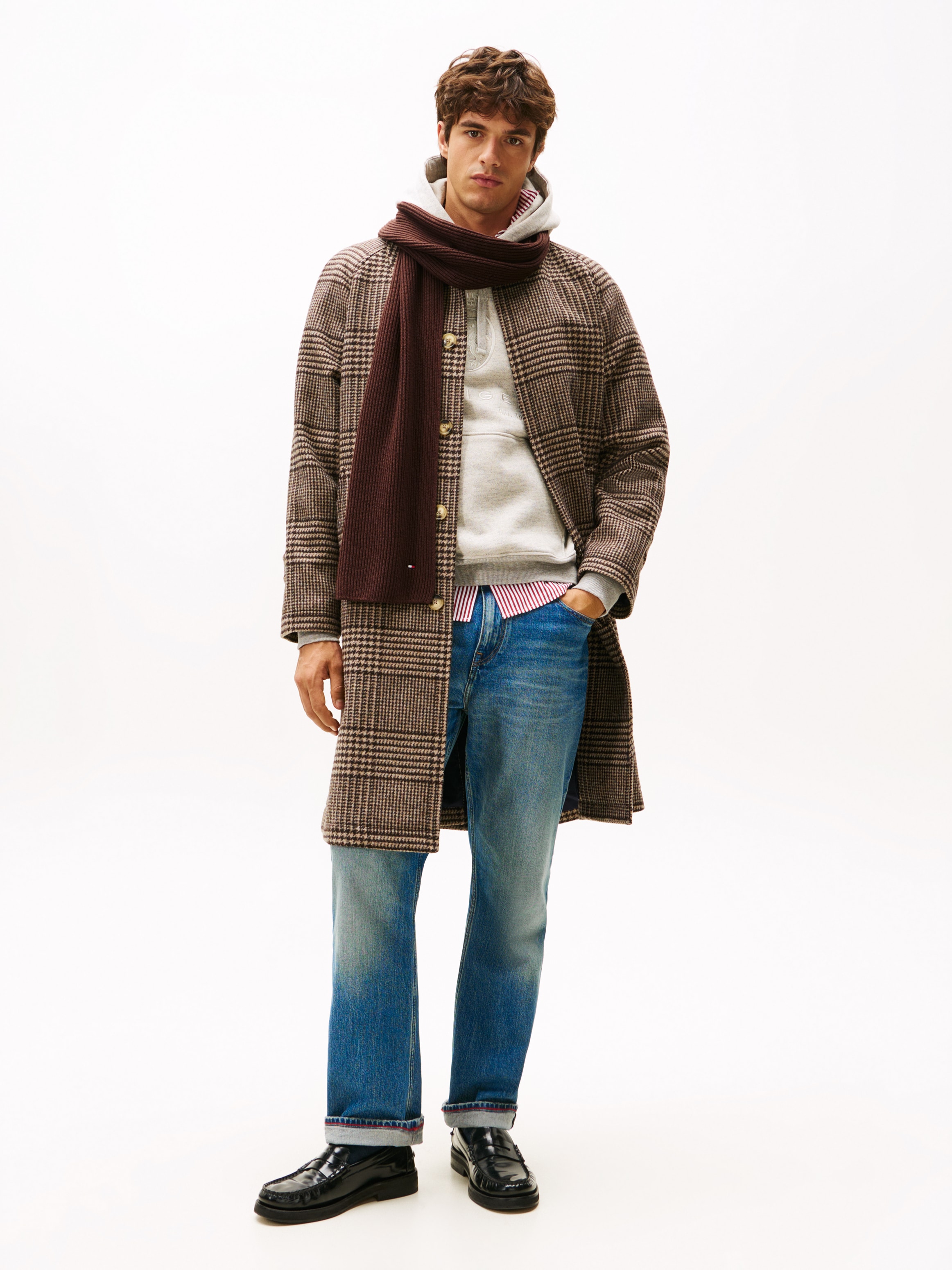 Tommy Hilfiger Strickschal »TH FLAG PIMA COTTON CASH SCARF« mit Logostickerei, mit Kaschmiranteil Unisex