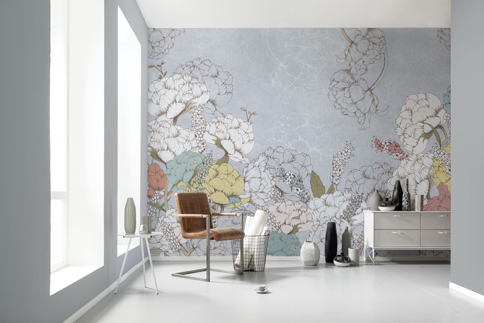 Komar Fototapete »Digitaldruck Vlies - Planting Peonies - Größe 400 x 250 cm«, bedruckt-floral-geblümt-gemustert-tropisch, Wohnzimmer, Schlafzimmer