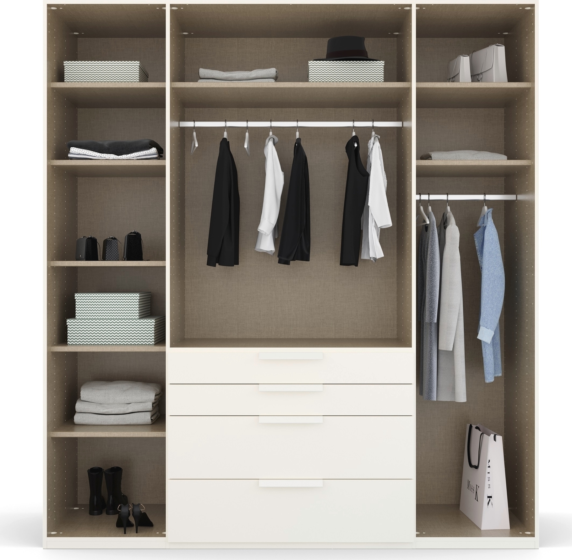 rauch Drehtürenschrank »Purisma«, mit Glasfront, Schubladen und umfangreichem Zubehör, mit Soft-Close
