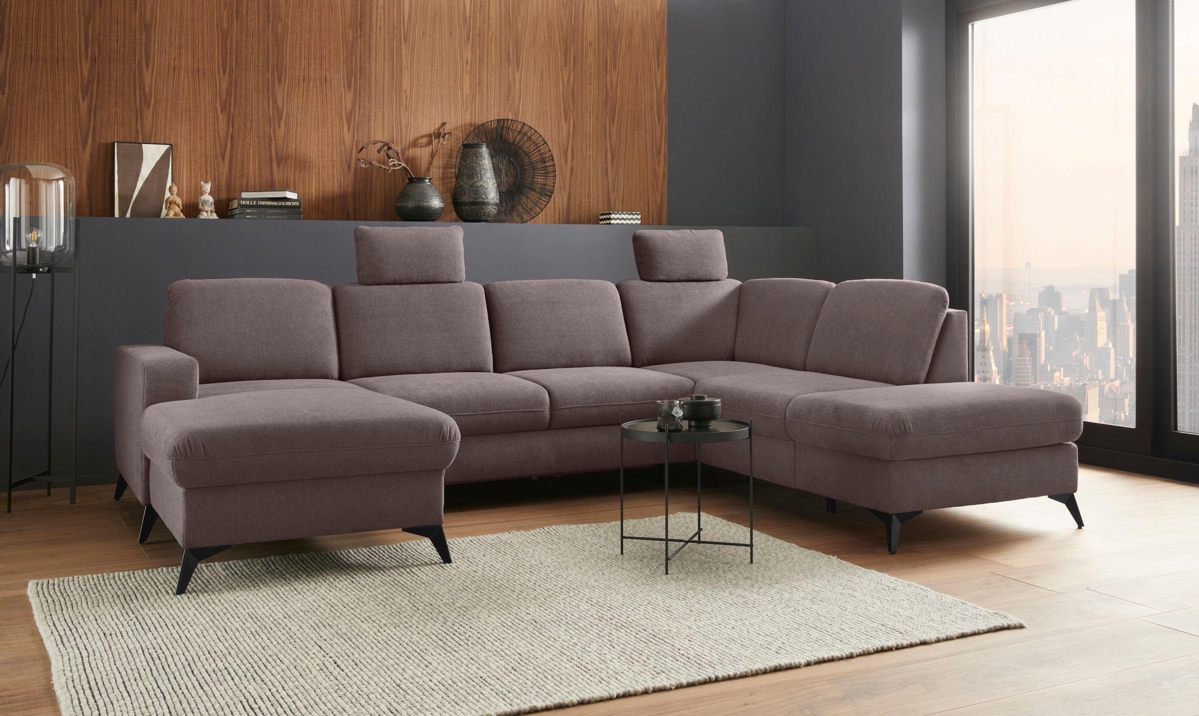 Home affaire Wohnlandschaft »Lolland U-Form« Wahlweise mit Bettfunktion und günstig online kaufen