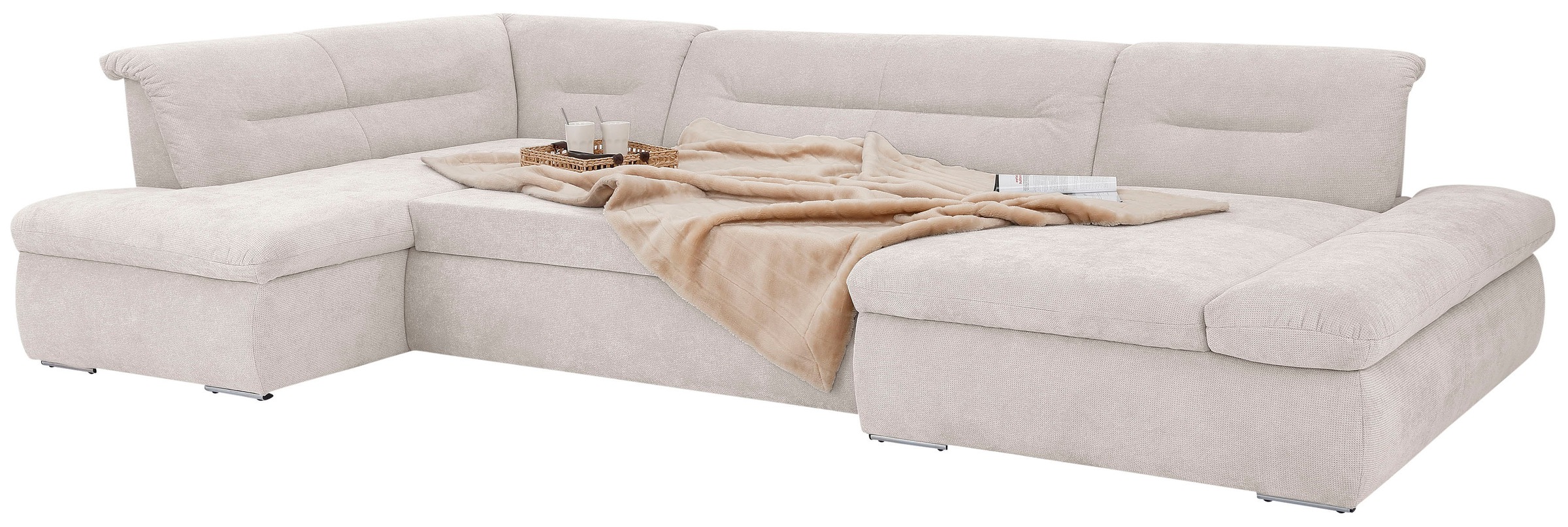 INOSIGN Wohnlandschaft »Avesa U-Form«, Wahlweise mit Armteilverstellung und Bettfunktion, B/T/H: 355/216/80cm