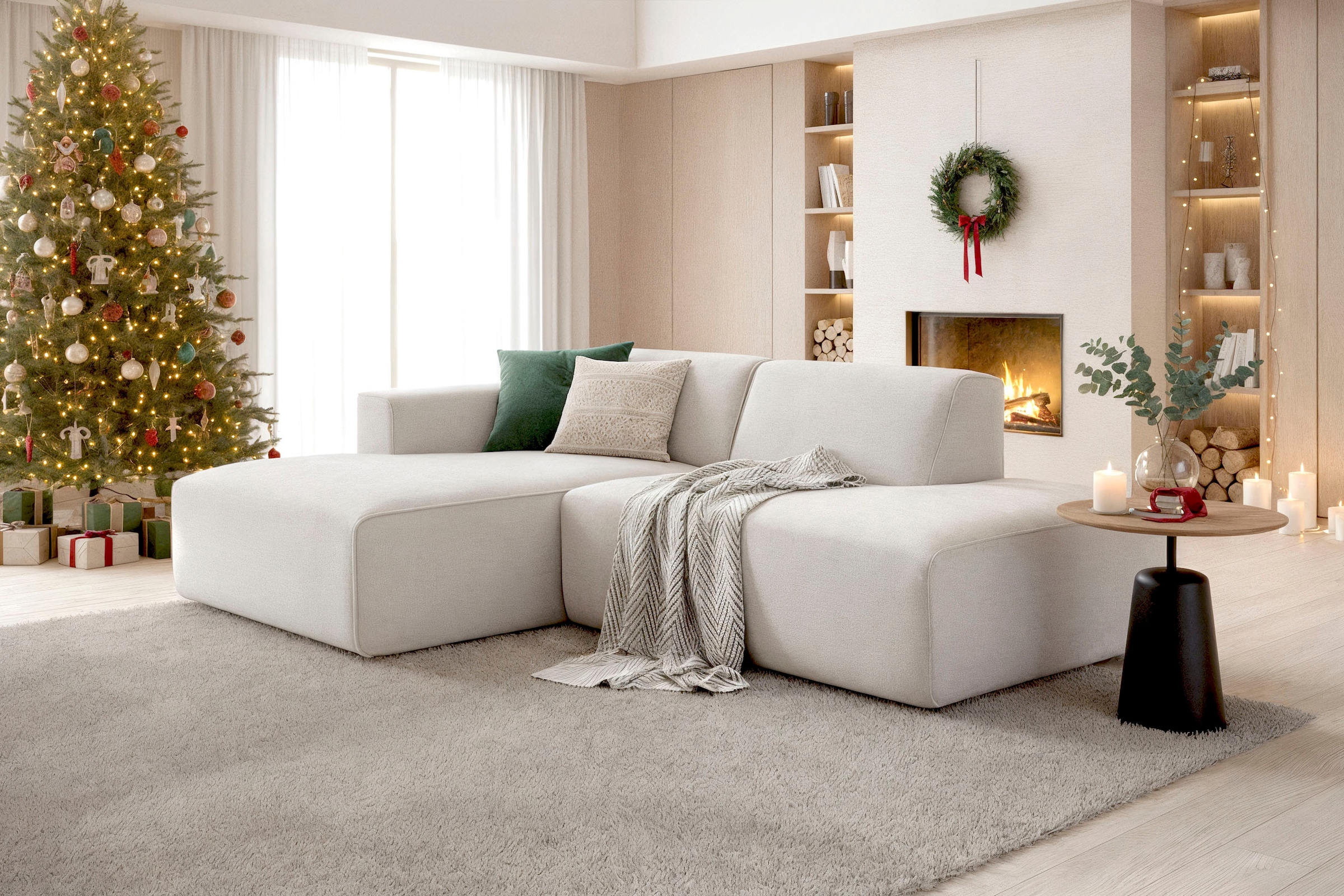 andas Ecksofa »Noord mit Kedernaht, Breite 227 cm, L-Form« Cord, Struktur, günstig online kaufen