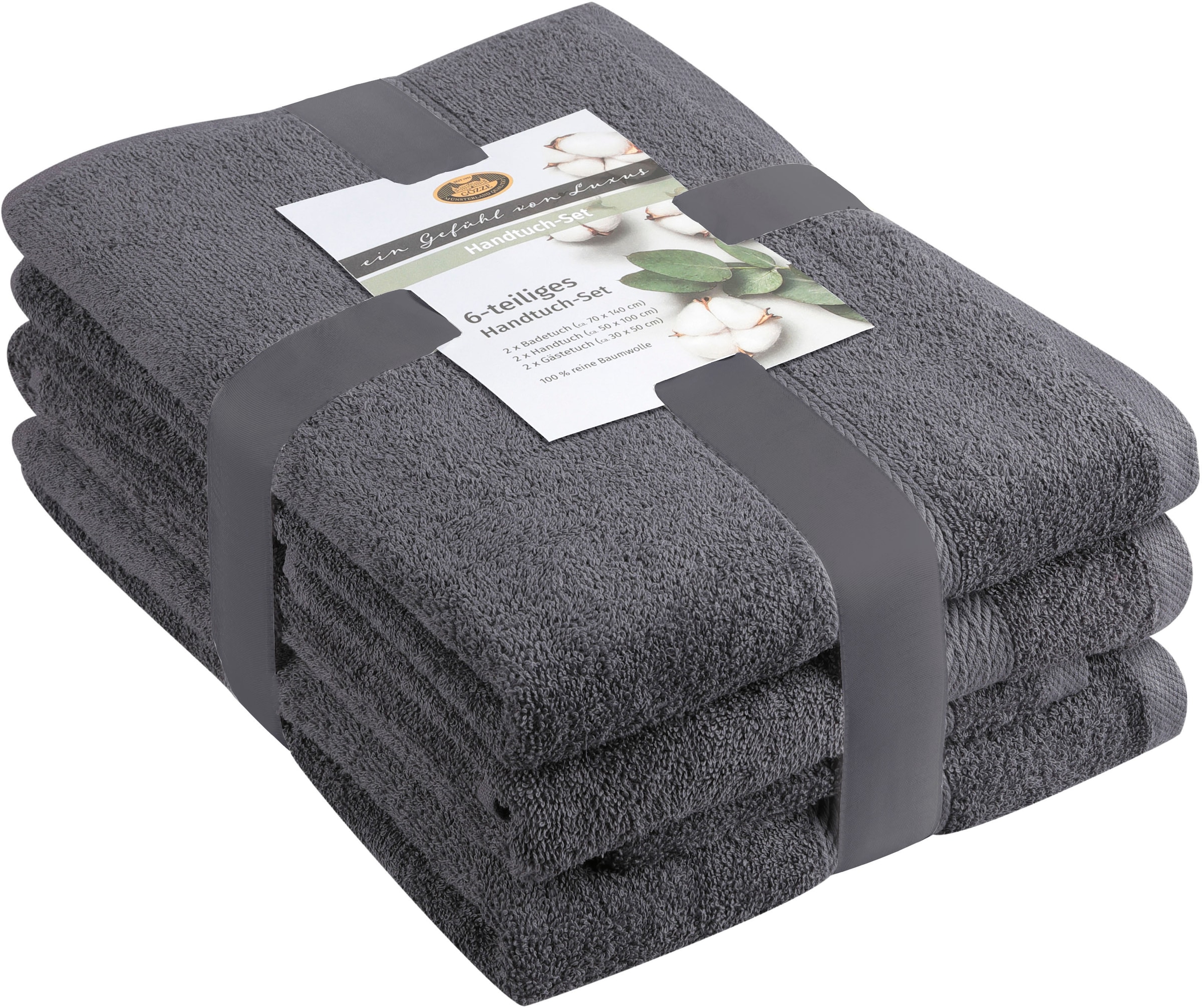 Handtuch Set »Lucia« grau Frottier, Obermaterial: 100% Baumwolle 6 Stk., Frottier
