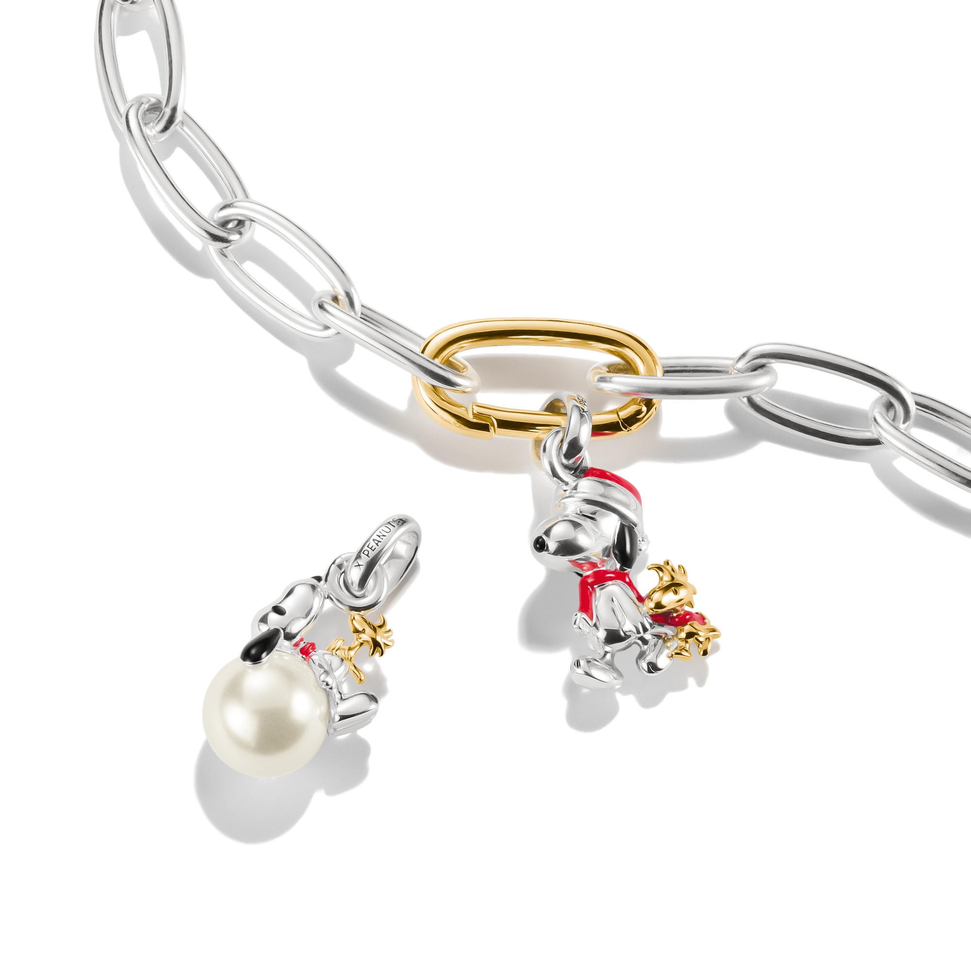 THOMAS SABO Charm-Einhänger »THOMAS SABO x Peanuts Snoopy/Woodstock Santa Edition  - Connect« mit Perle (imitiert)