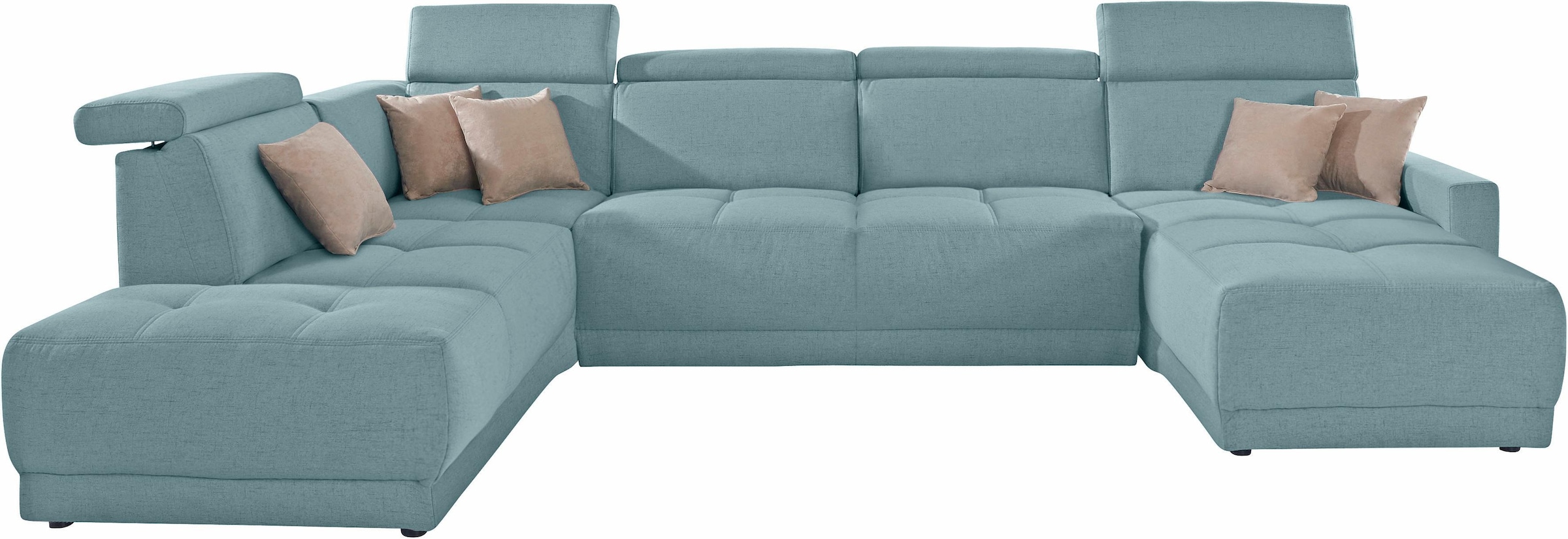 DOMO collection Wohnlandschaft »Ava moderne Sitzheftung mit toller Doppelnaht, komfortabel, U-Form«, mit Federkern, wahlweise mit Kopfteilverstellungen