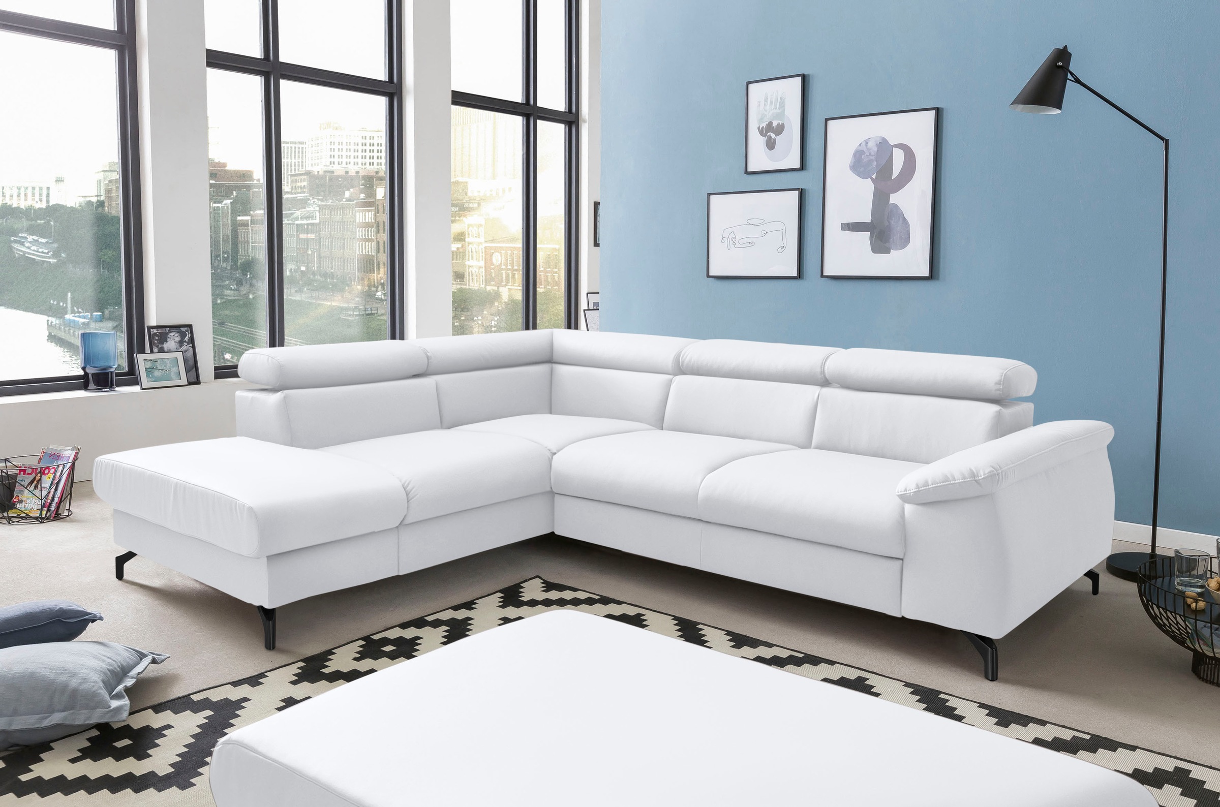 COTTA Ecksofa »Komaris L-Form«, mit Kopfteilverstellung, wahlweise mit Bettfunktion & Bettkasten