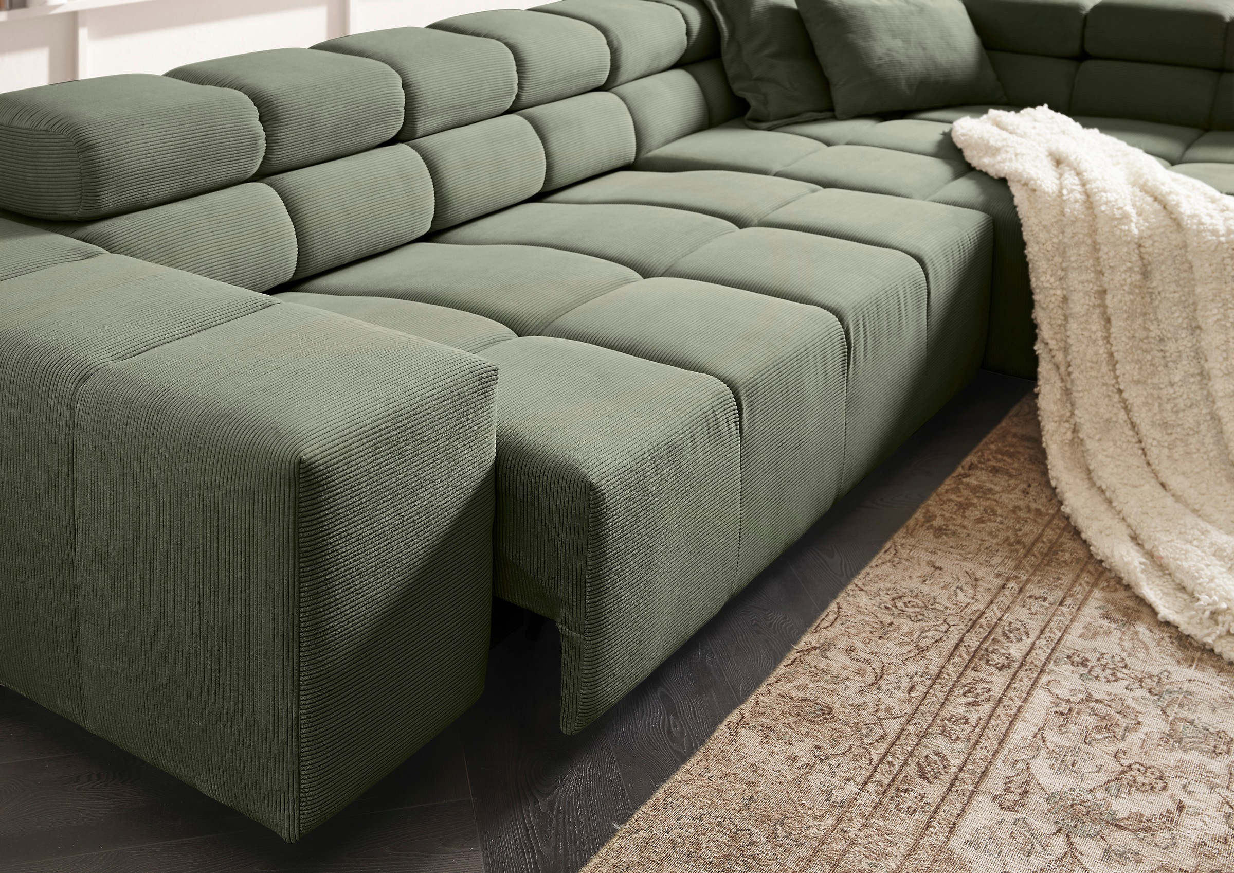 INOSIGN Ecksofa »Ancona incl. Kopfteilverstellung, Breite 319cm, L-Form«, wahlweise motorische Sitztiefenverstellung, auch in Cord + Easy Care