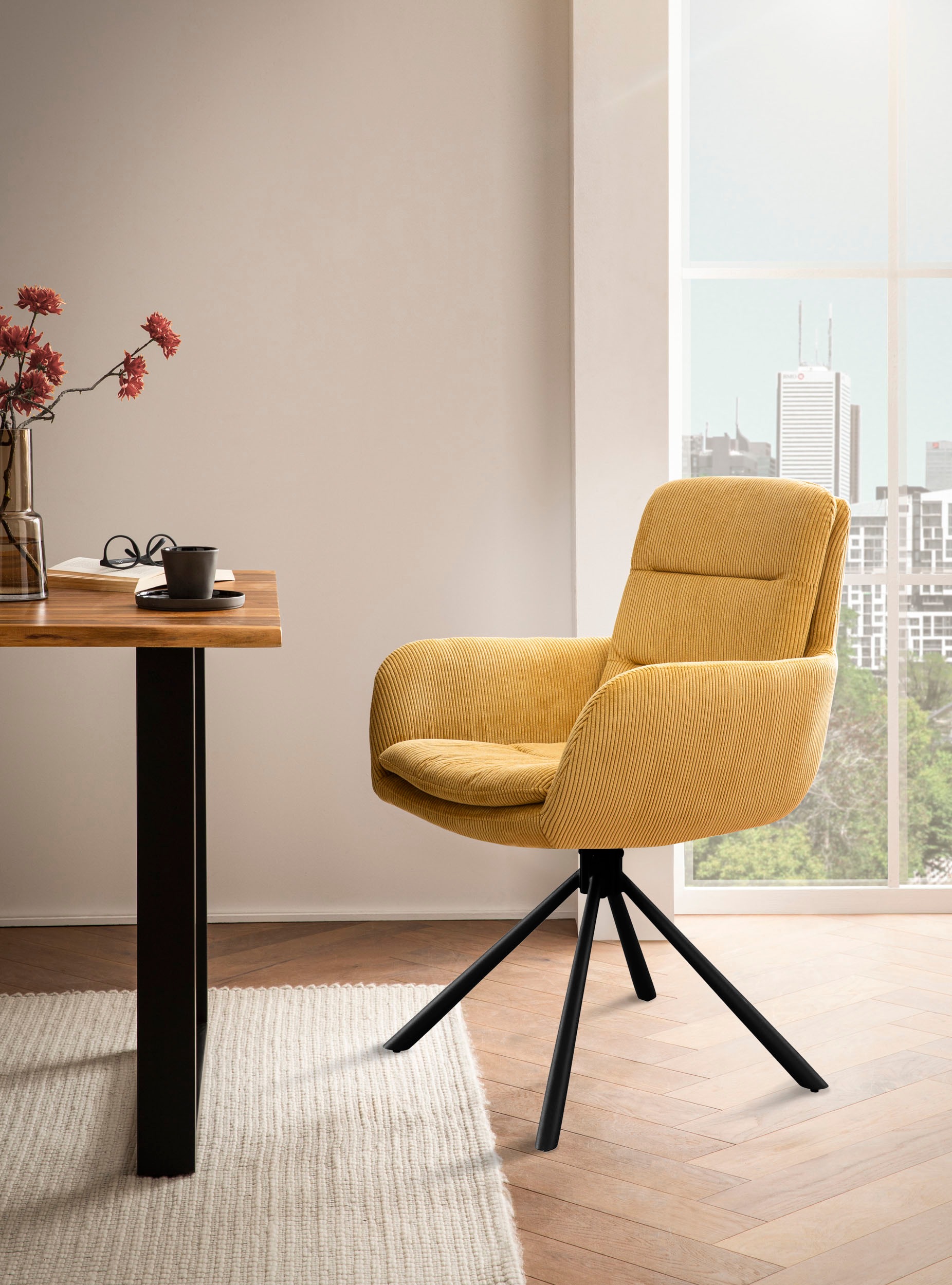 SalesFever Esszimmerstuhl »Pizzo Eleganter Armlehnstuhl« () 1 Stk.Cord-Essz günstig online kaufen