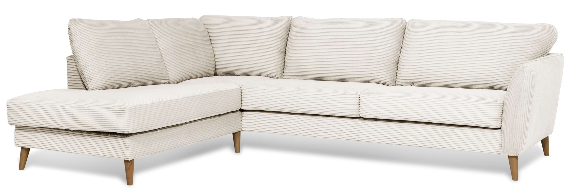 Home affaire Ecksofa »MARSEILLE 278/202 cm, L-Form, Ottom. rechts/links, verschiedene Bezüge«, Massivholzbeine Eiche, Landhausstil, Wellenunterfederung