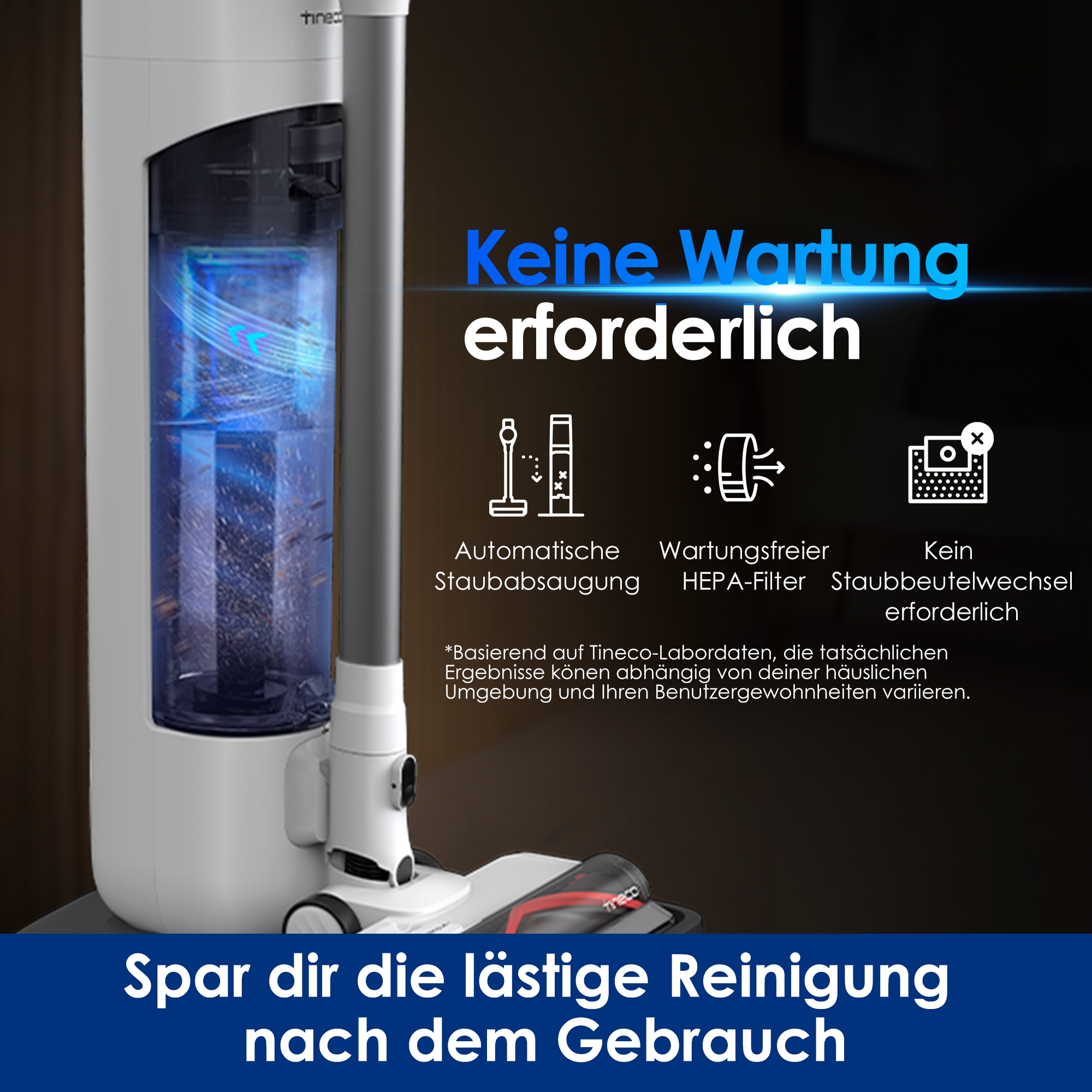 Tineco Akku-Stielstaubsauger »Pure One Station 5, 2x6-fach Filter für Allergiker und Tierhaushalte« Automatik Modus, Zyklonfilter, bis zu 70 Min Laufzeit, Akku wechselbar