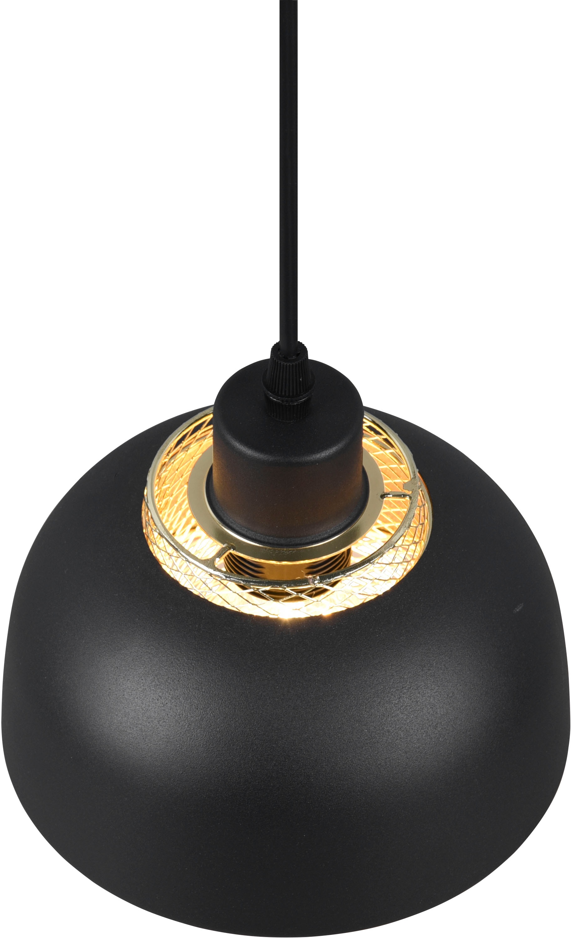 REALITY Leuchten Pendelleuchte »Punch«, 1 flammig, Leuchtmittel E27 | ohne Leuchtmittel, Industrie-Look mit Doppelschirm schwarz-gold, exkl 1xE27 max 40W