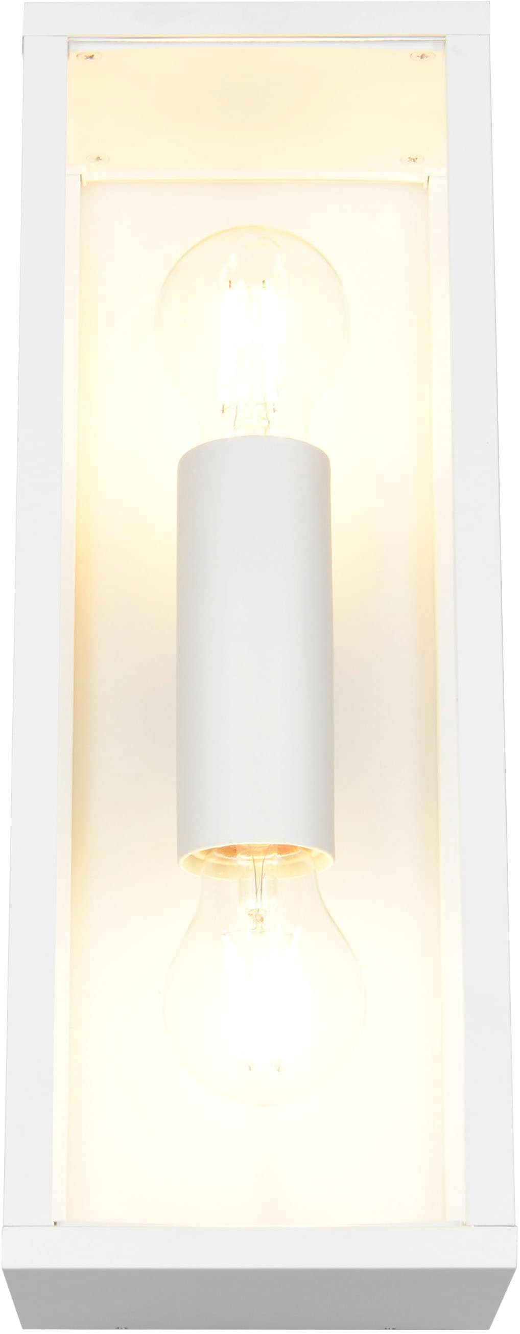 TRIO Leuchten Außen-Wandleuchte »GARONNE, Fassadenbeleuchtung, Wandlampe exkl 2x E27 max 10W, IP44«, 2 flammig, Leuchtmittel E27 | Leuchtmittel wechselbar, Wandleuchte Garten Terrasse, mit Glasschirm Höhe 38cm Breite 14cm
