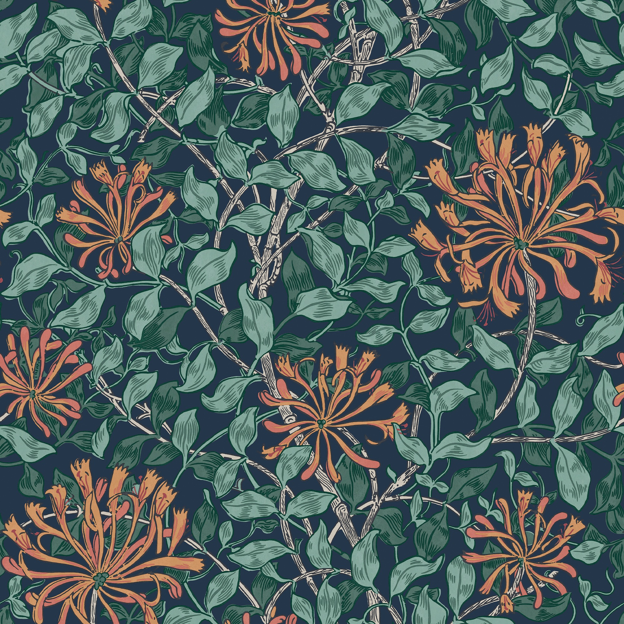 WILLIAM MORRIS AT HOME Vliestapete »Honeysuckle Tidewater« Motiv glatt Desi günstig online kaufen