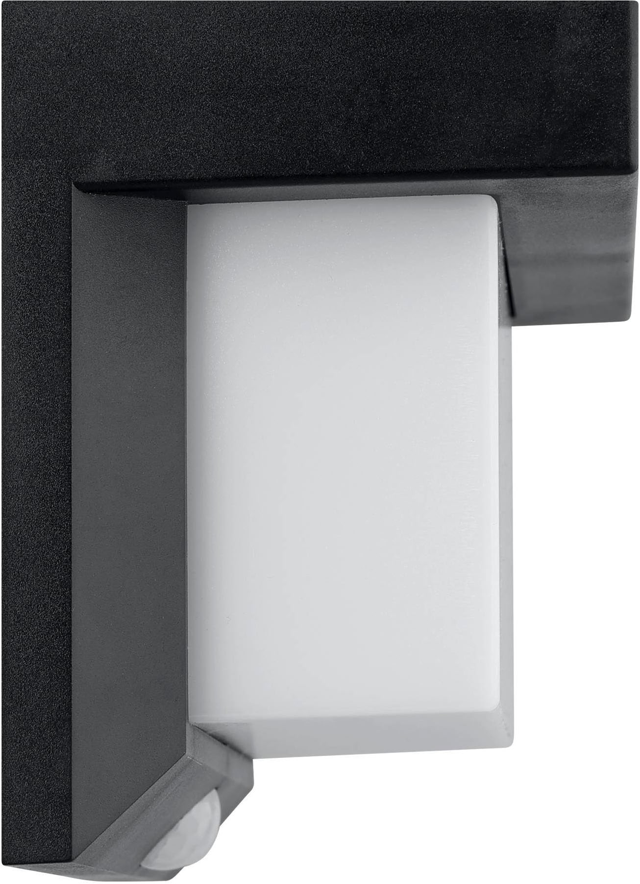 EGLO LED Solarleuchte »Utrera Solarlampe, Wandlampe aus Kunststoff, Außenbeleuchtung, IP44« LED-Modul 1 Stk. Kaltweiß Solarleuchte - L20 x B9 x H12 cm - schwarz - 32X0,12W inkl.