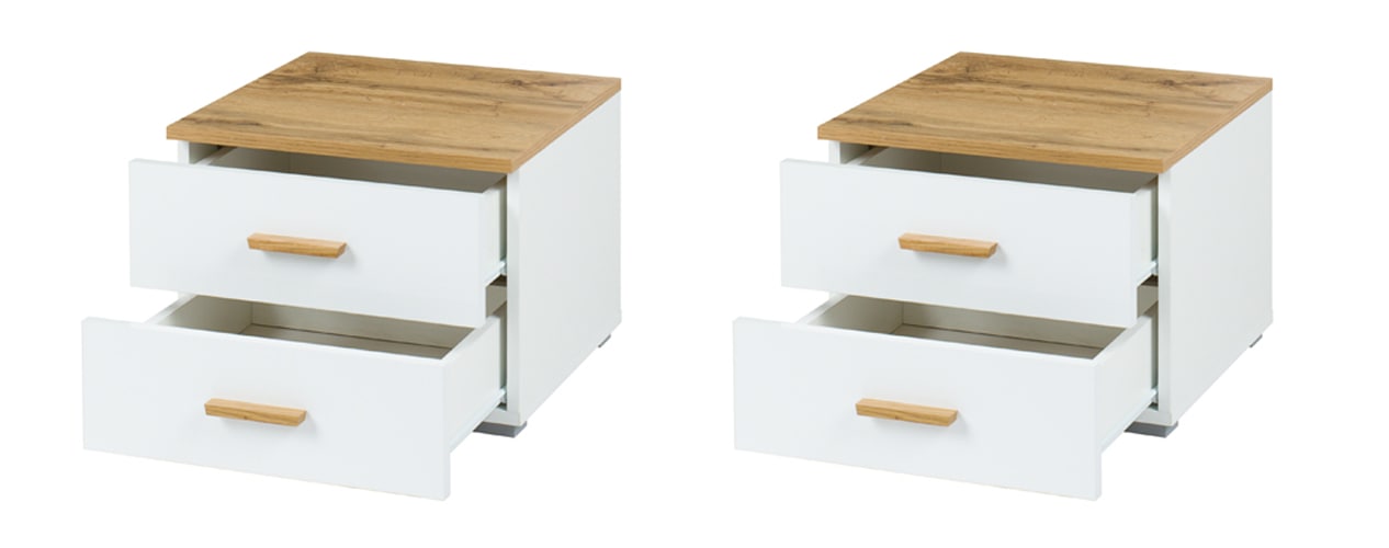 INOSIGN Nachttisch »Nachttische Fabella (2 Stücke), BxTxH 46,4x40,8x35 cm«, (Set, 2 Stücke), Nachttische (SET) mit 2 Schubladen