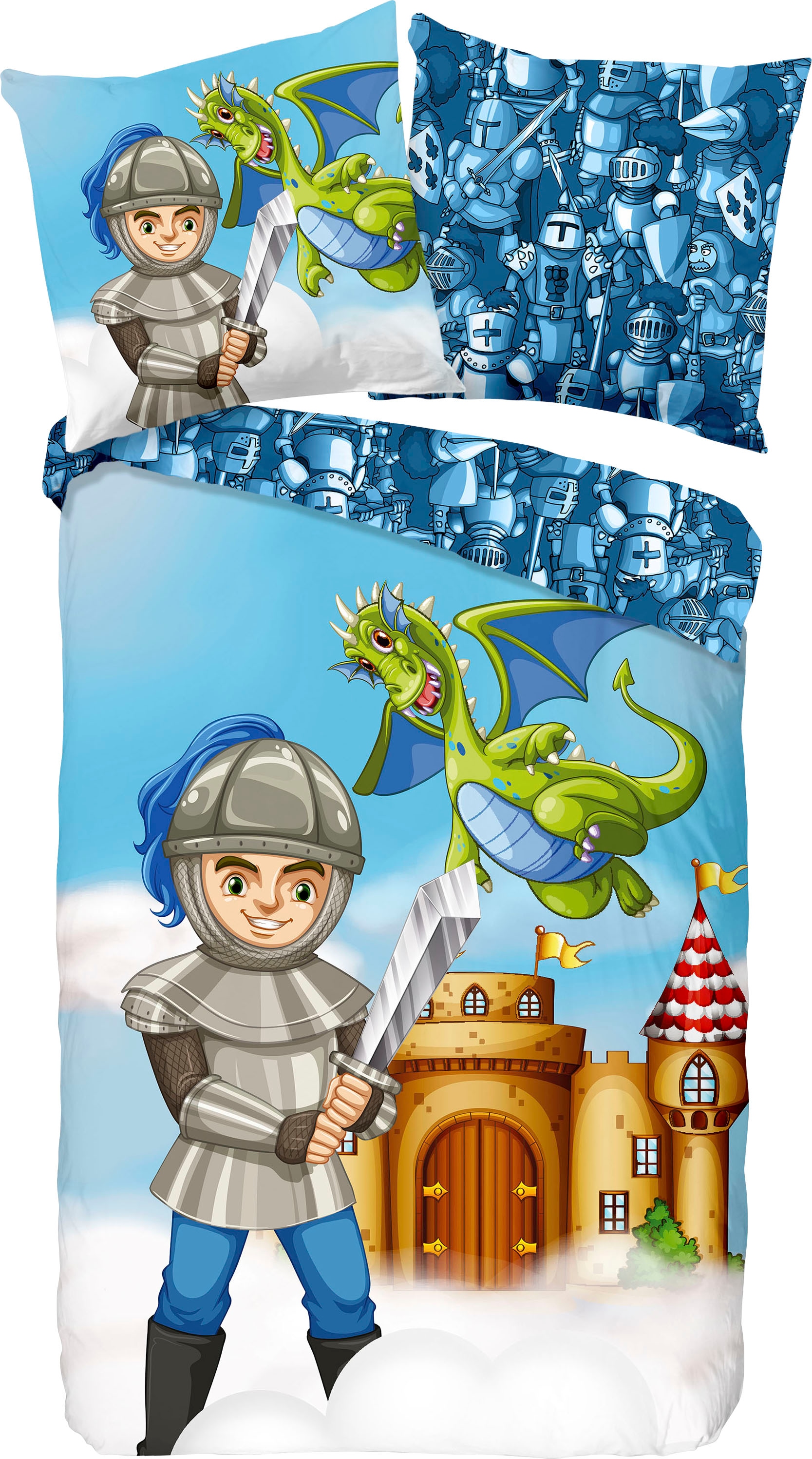 good morning Kinderbettwäsche »Knight«, Baumwolle, 135x200, Reißverschluss, Wendeoptik, Kind, Junge, Ritter