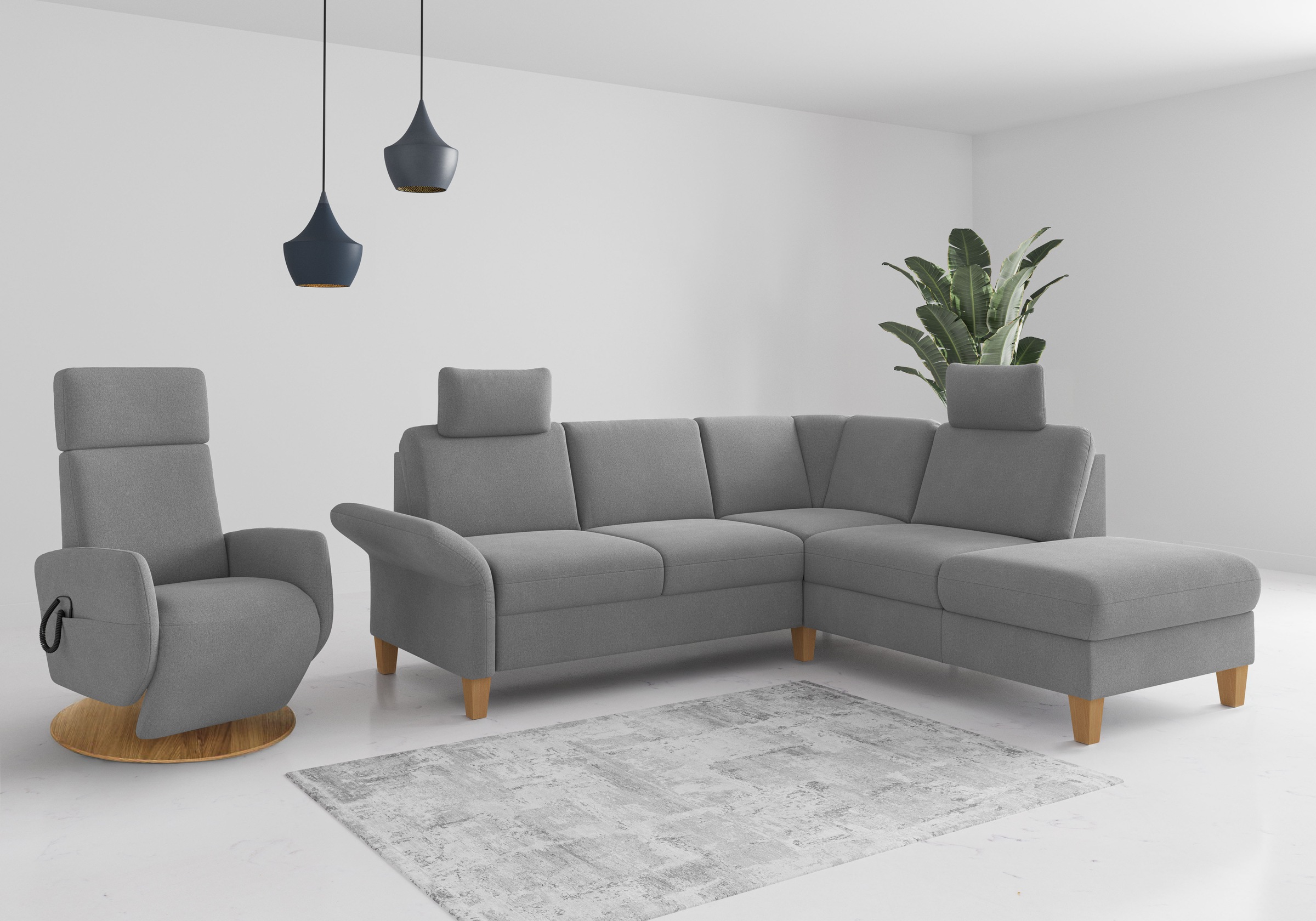 Home affaire Ecksofa »Rochelle«, wahlweise mit Armlverstellung, Klappbett mit Rollen & Bettkasten