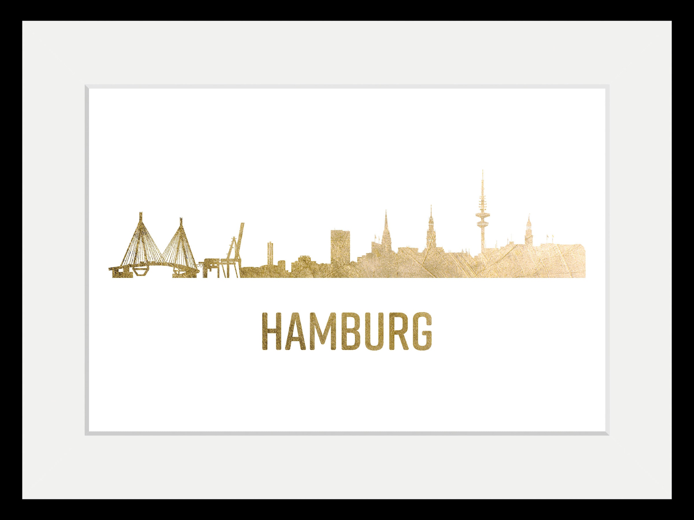 queence Bild »Hamburg Skyline GOLD«, Städte-Schriftzug-Deutschland-Stadt-Ha günstig online kaufen