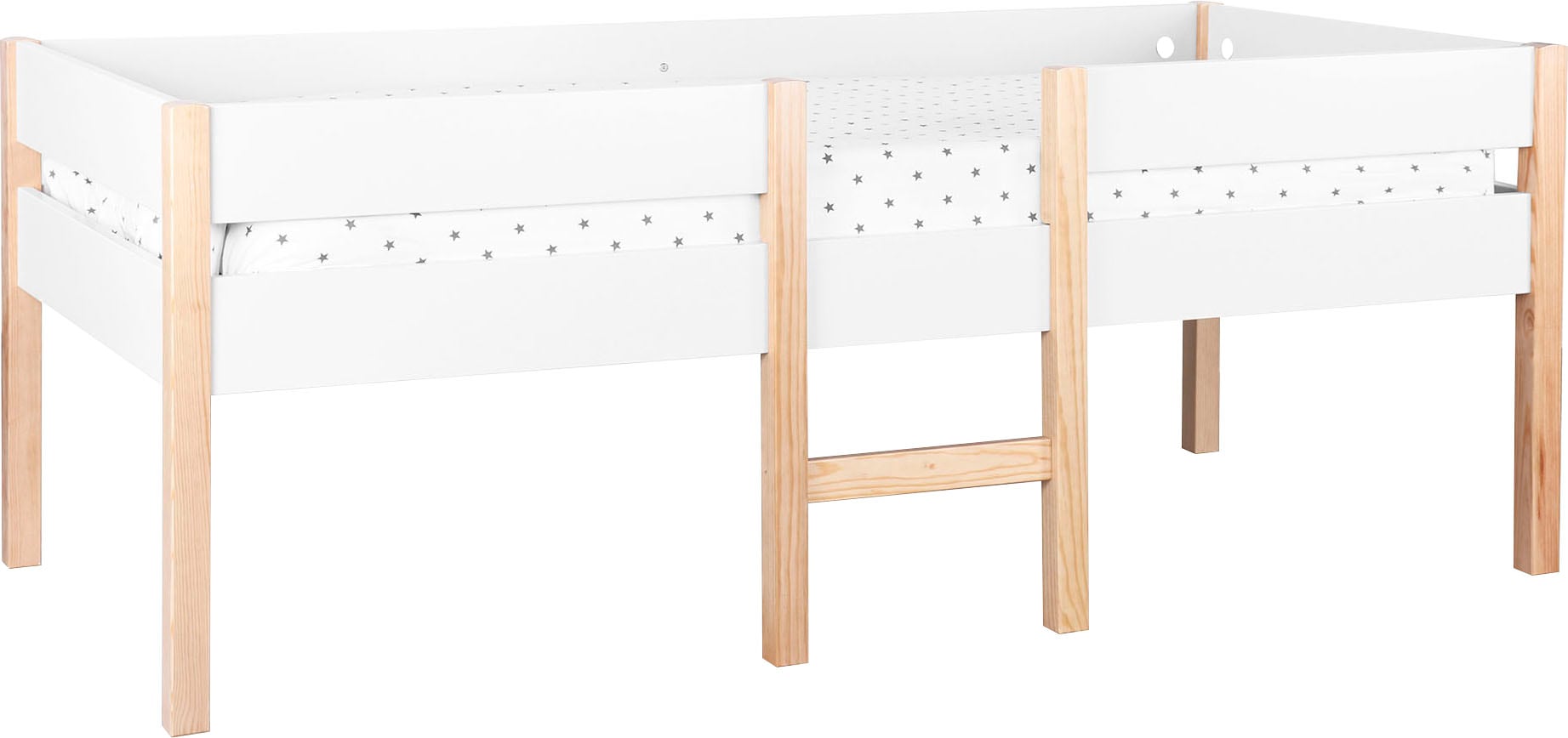 Lüttenhütt Hochbett »Lizzi«, (5 St., mit Leiter und 2 Schubladen, inkl. Lattenrost), mit Leiter und 2 Schubladen, inkl. Lattenrost