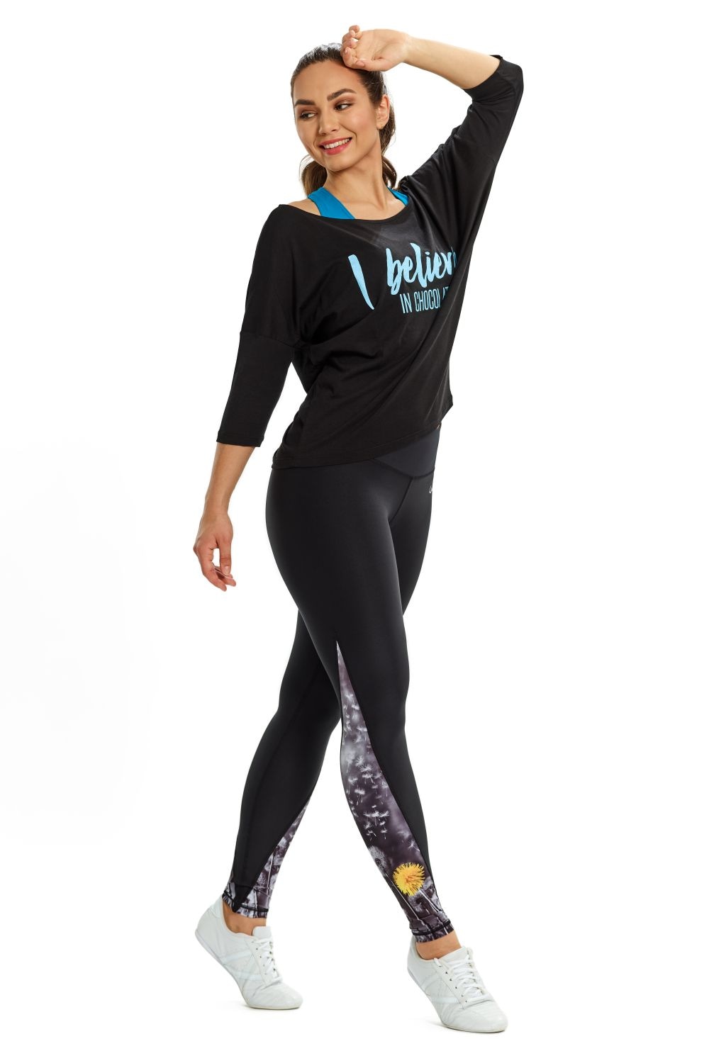 Winshape 3/4-Arm-Shirt »MCS001 ultra leicht« mit Neon blauem Glitzer-Aufdruck