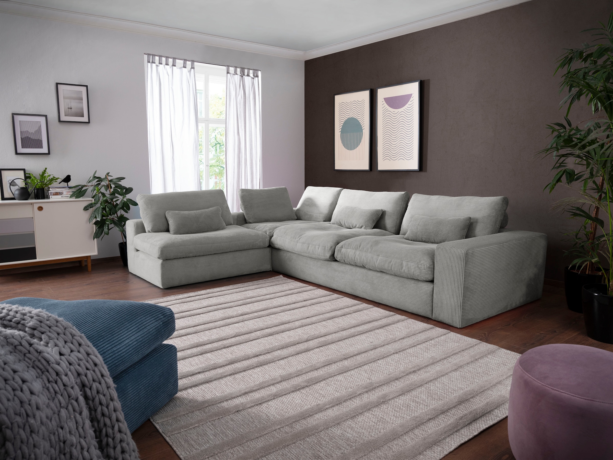alina Ecksofa »Sandy«, mit losen Sitz und Rückenkissen, in modernem Cordstoff