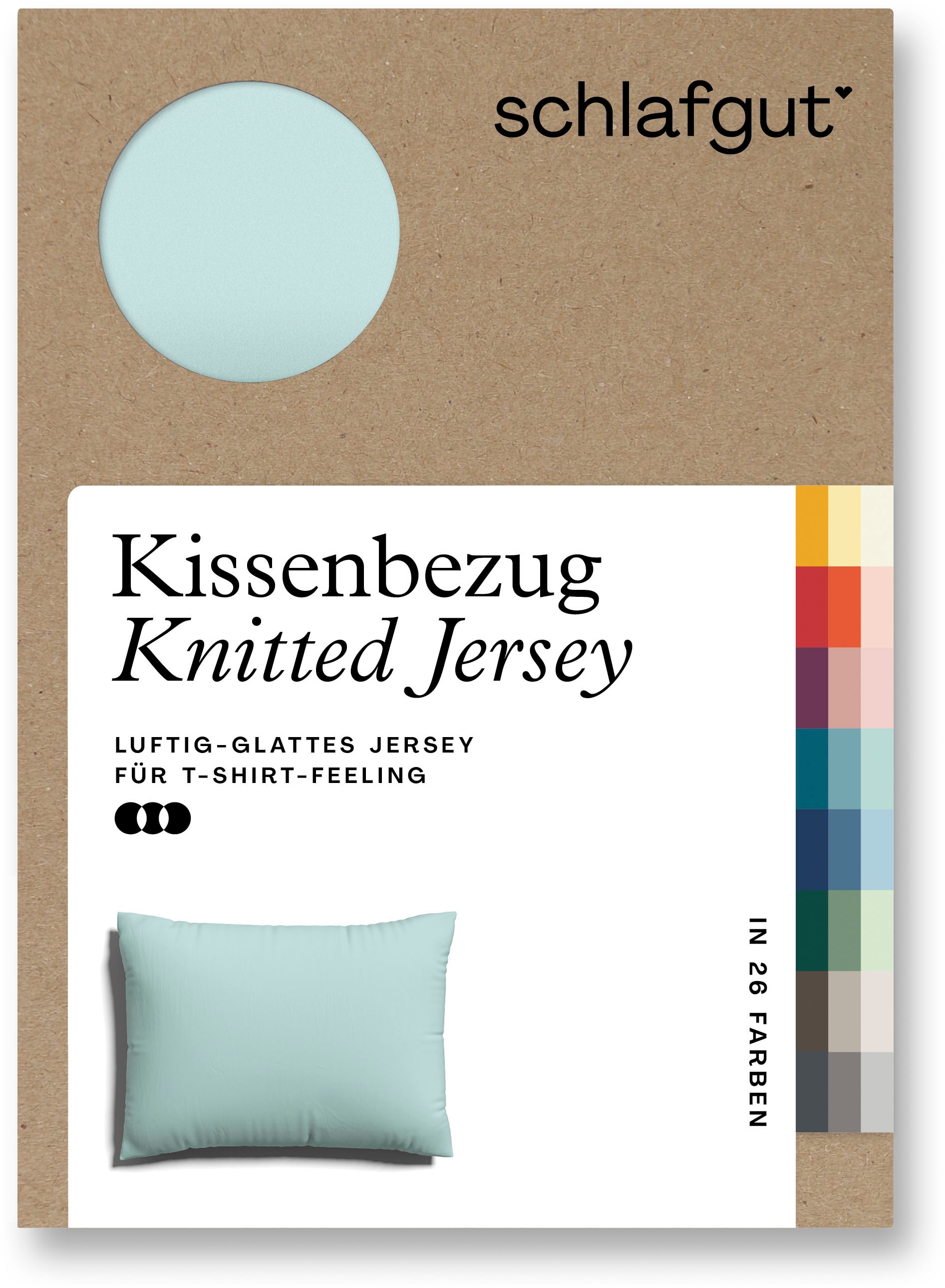 Schlafgut Kissenbezug »Knitted Jersey aus Bio-Baumwolle mit Elasthan, bügelfrei,«, (1 St.), besonders fein gestrickt, Kissenhülle mit farbigem Reißverschluss
