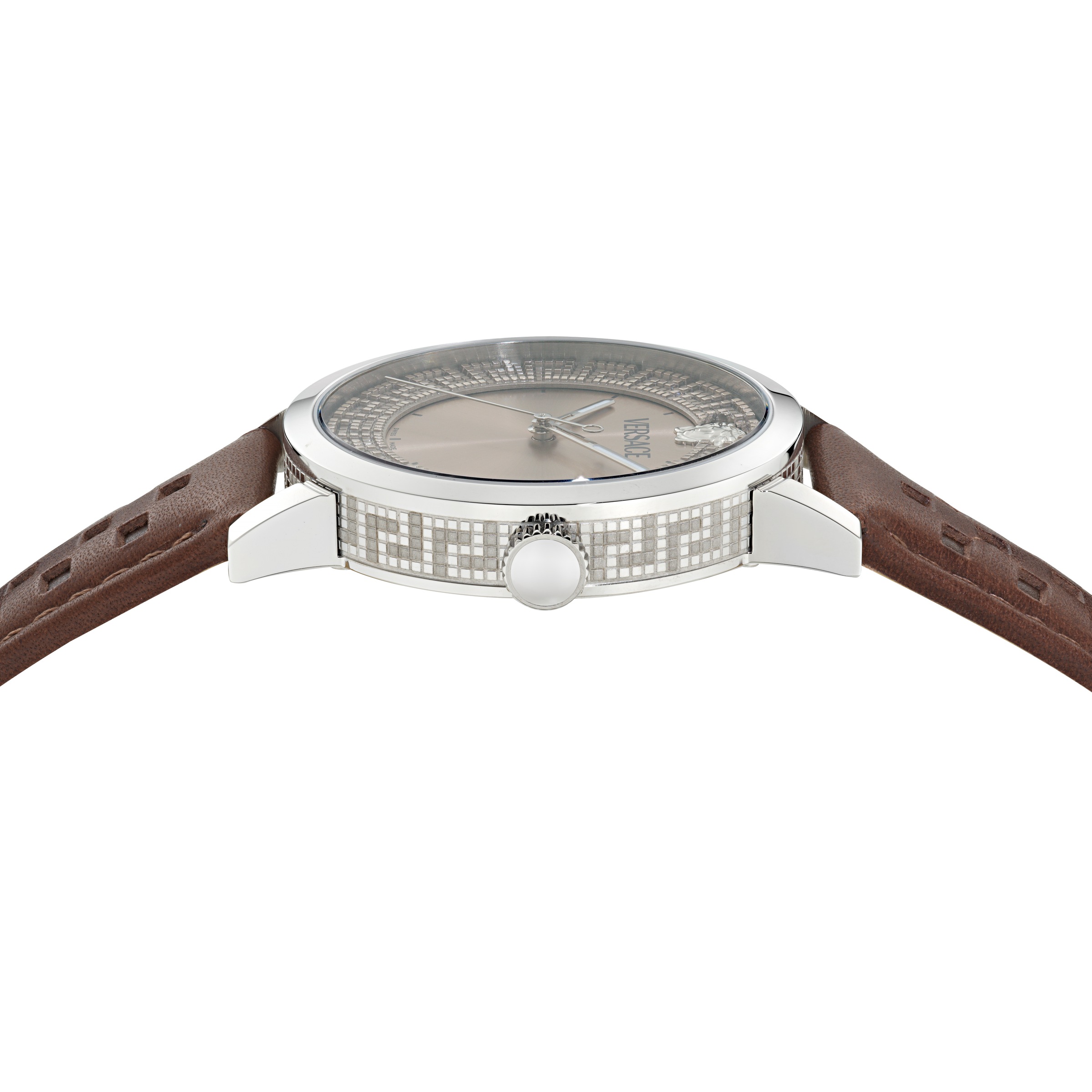 Versace Quarzuhr »ALBIREO« Armbanduhr, Damenuhr, Herrenuhr, Swiss Made, Lederarmband, analog