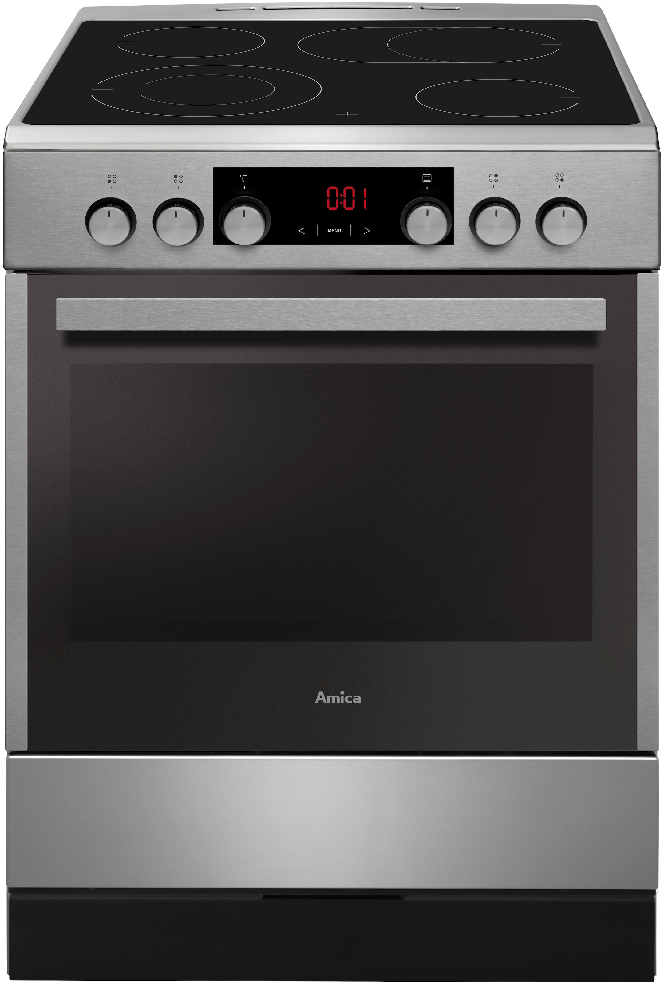 Amica Elektro-Standherd »SHC 914 100 E«, mit 2-fach-Teleskopauszug, Steam Clean, softClose