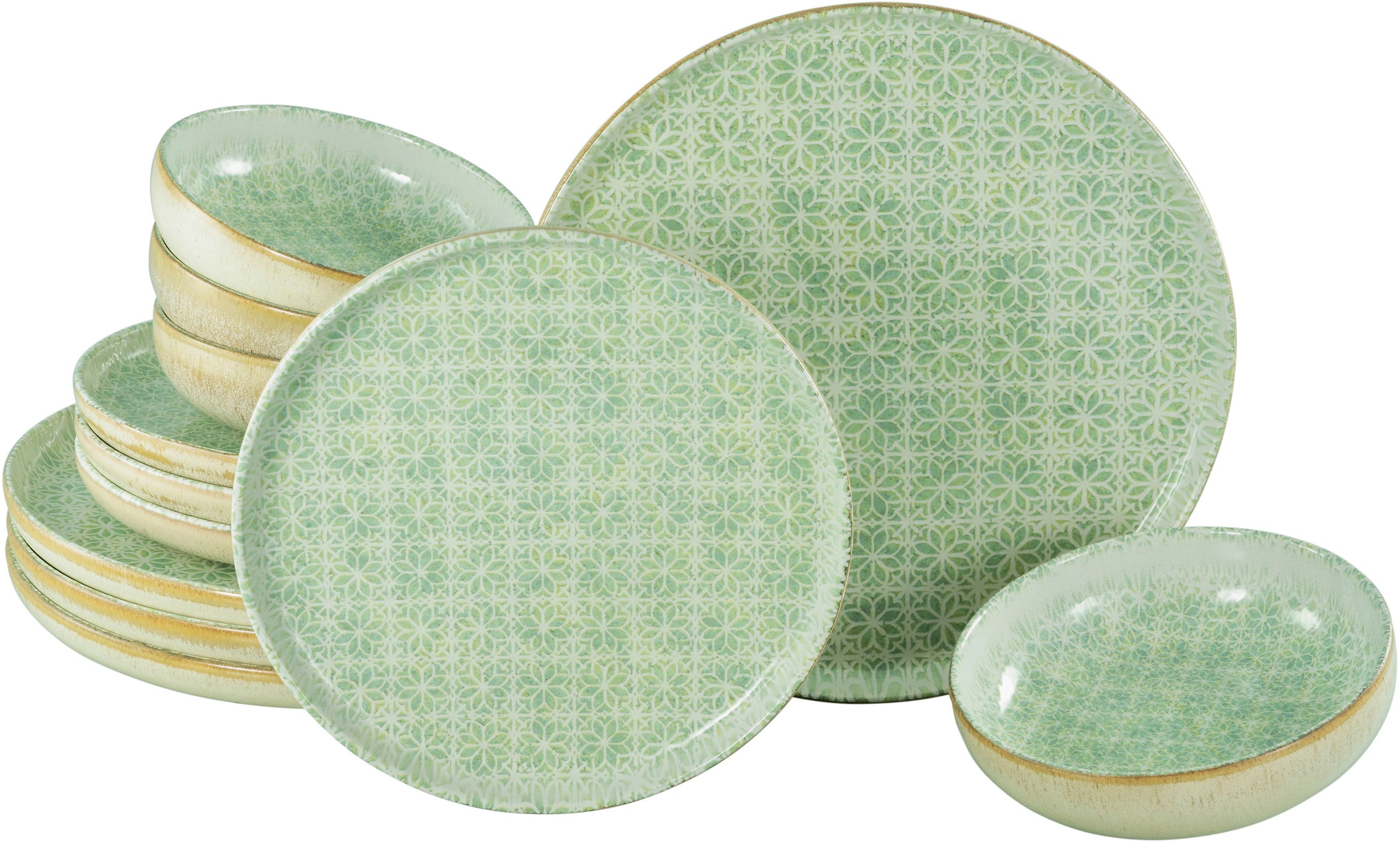 CreaTable Teller-Set »Uno Emiliana, Tellerset 12-tlg« Shabby Look, Vintage günstig online kaufen